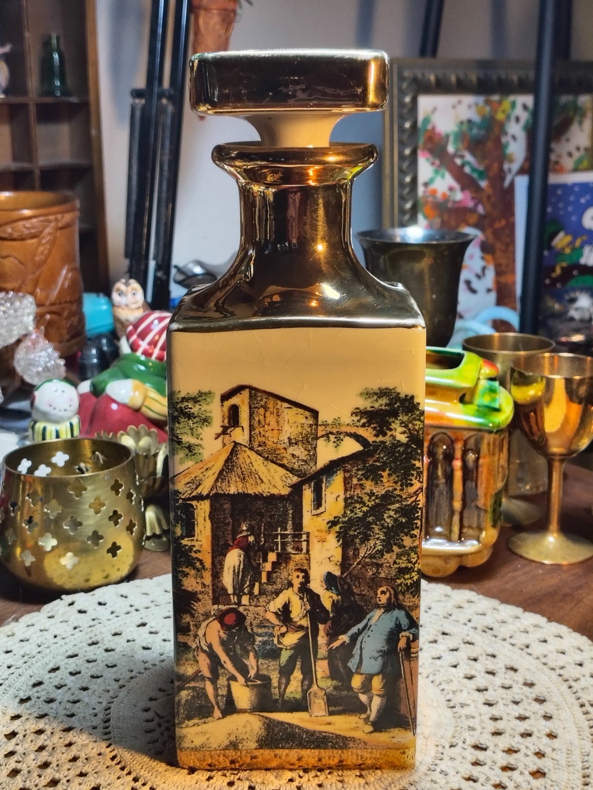 Vtg. 1968 Barsottni Vino Rosso Porcelain Decanter Casa Vinicola Boccaccio 1968