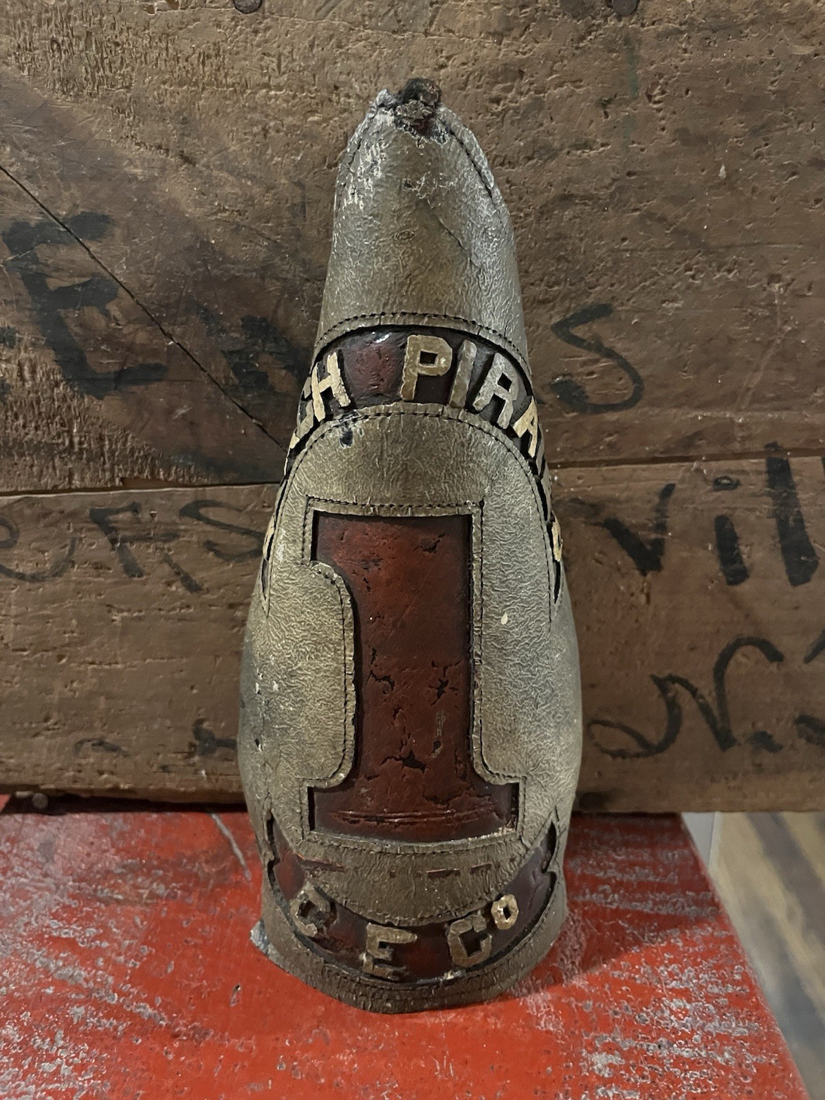 Antique Atlantic City New Jersey Beach Pirates Leather Fire Helmet Badge Shield