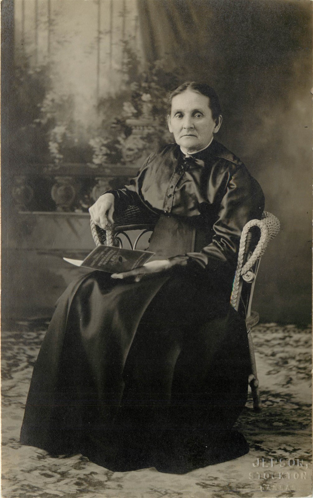 KS Kansas Stockton Lady in Black Riseley Family RPPC ca 1910 Real Photo Postcard