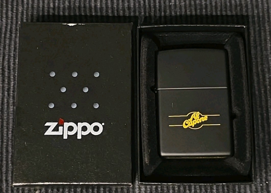 Vintage 2014 Al Capone Swag Black Matte Zippo Lighter Promo Brand New