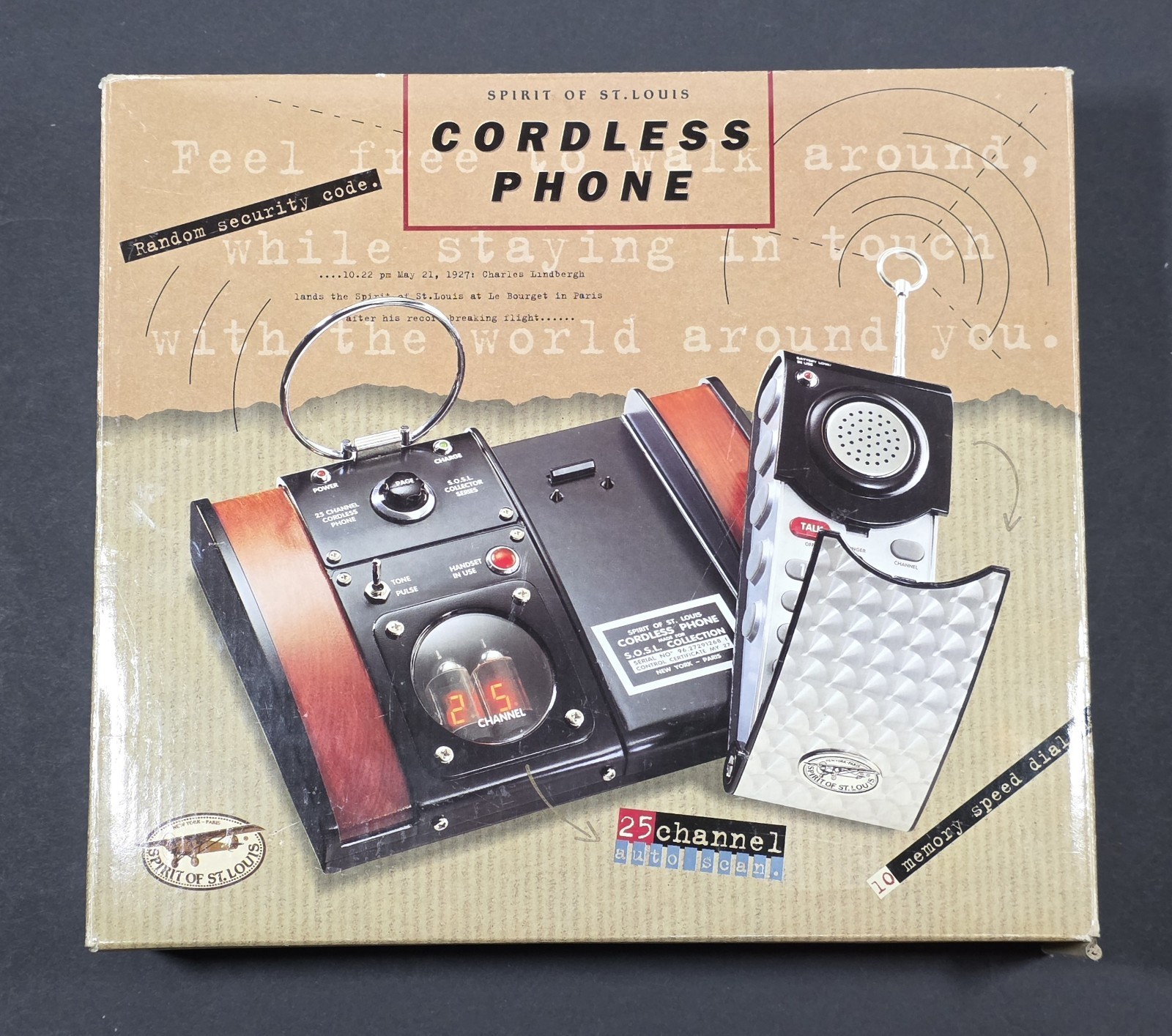 Vintage Spirit Of St Louis Cordless Phone With Box And Instructions