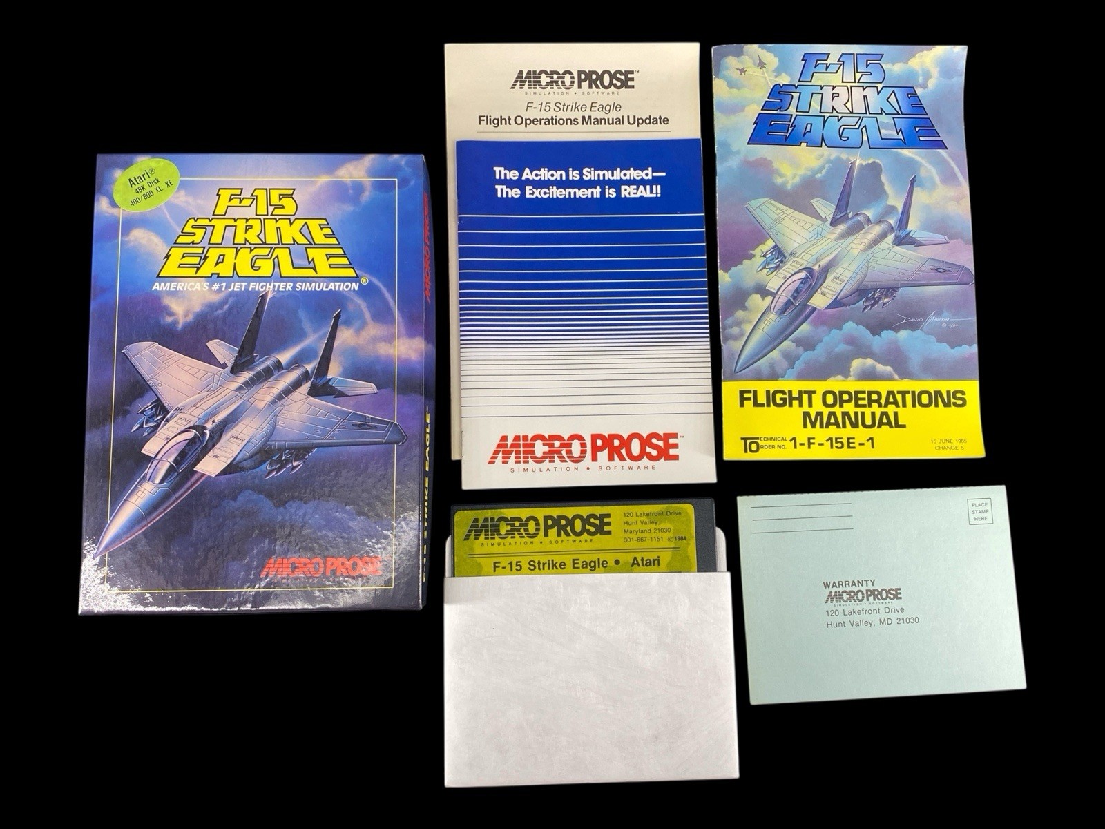 1985 F-15 Strike Eagle America's #1 Jet Fighter Simulation Atari 48k Disk