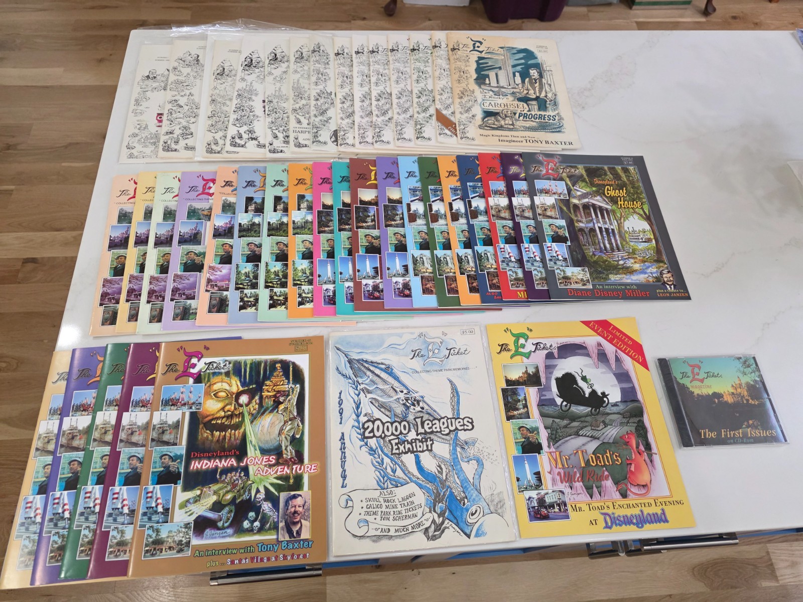 Disney Disneyland lot The E Ticket Magazine #7, 9, 11-46 + #1-8 CD Rom, Mr Toad