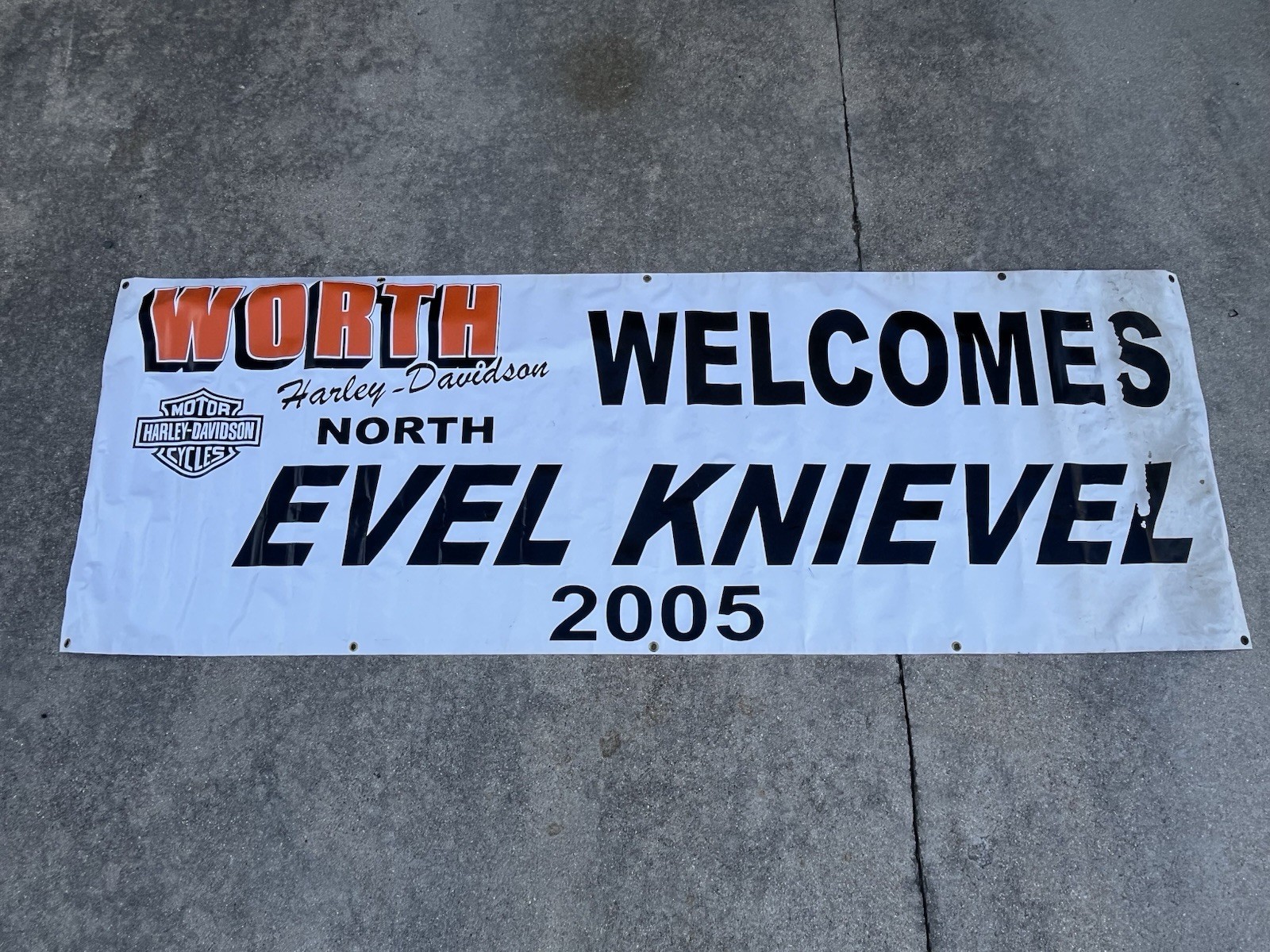 2005 Evel Knievel Worth Harley-Davidson North Original Vinyl Banner KC MO 33”x8’