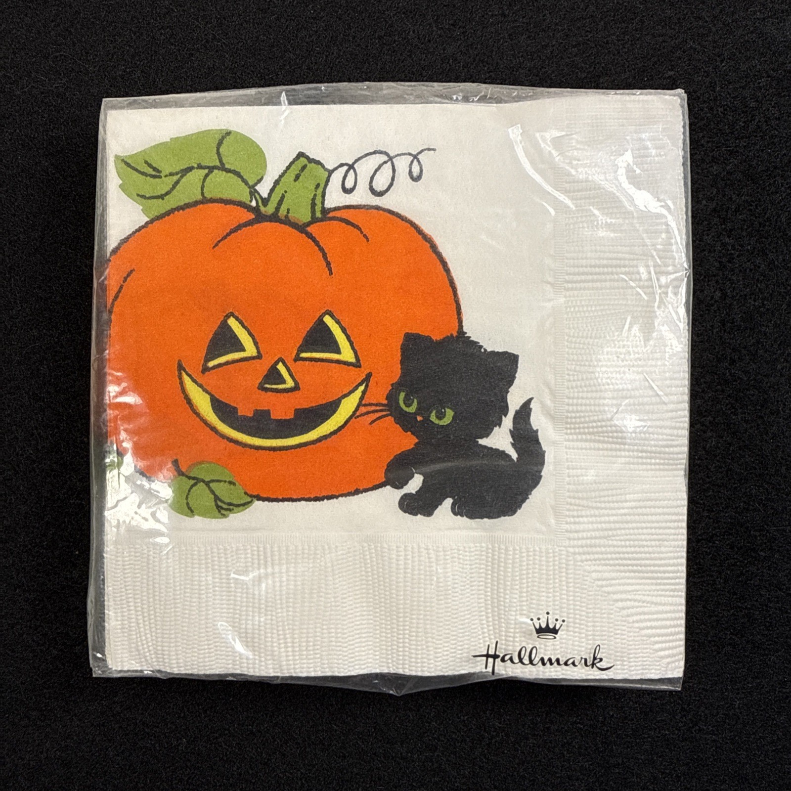 Vintage NIP Halloween Napkins Hallmark 20 Count Black Cat JOL Pumpkin 5\