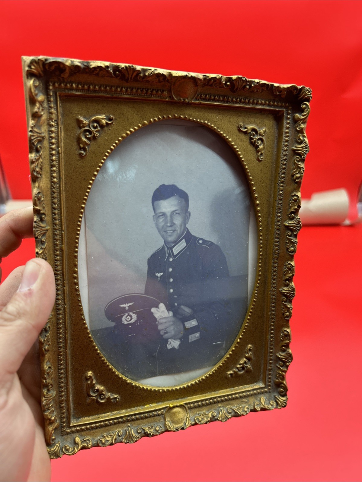 VTG 60s USA Navy Man In Unform Picture Framed 