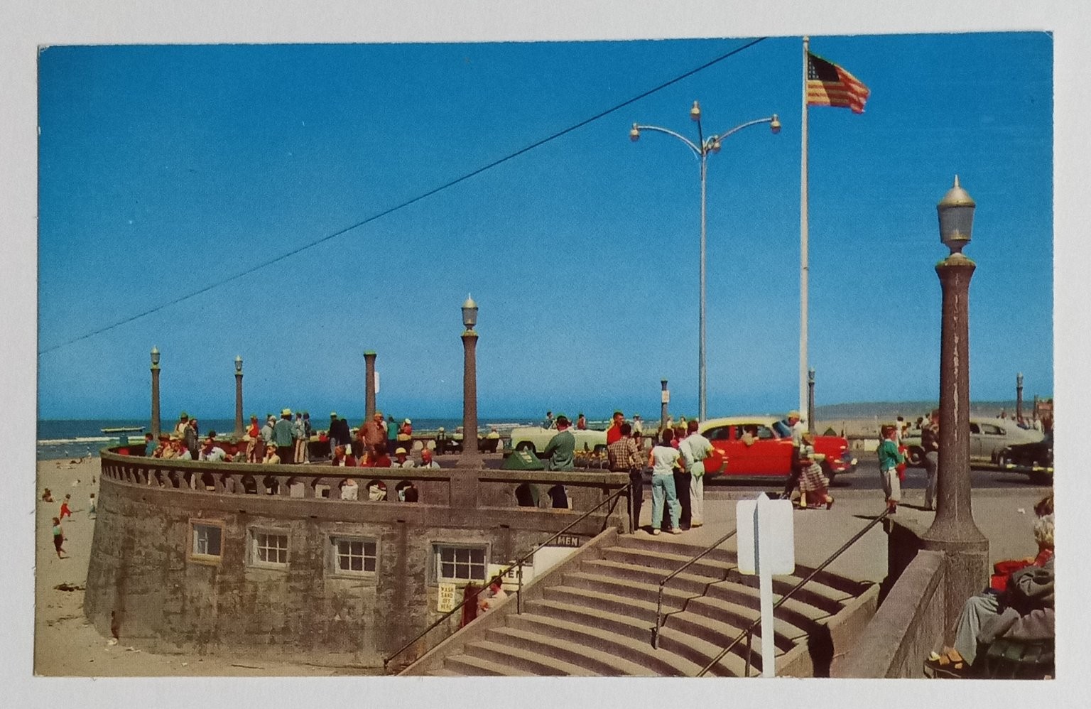 Seaside Oregon Promenade Circle Old Oregon Trail End Vintage Postcard
