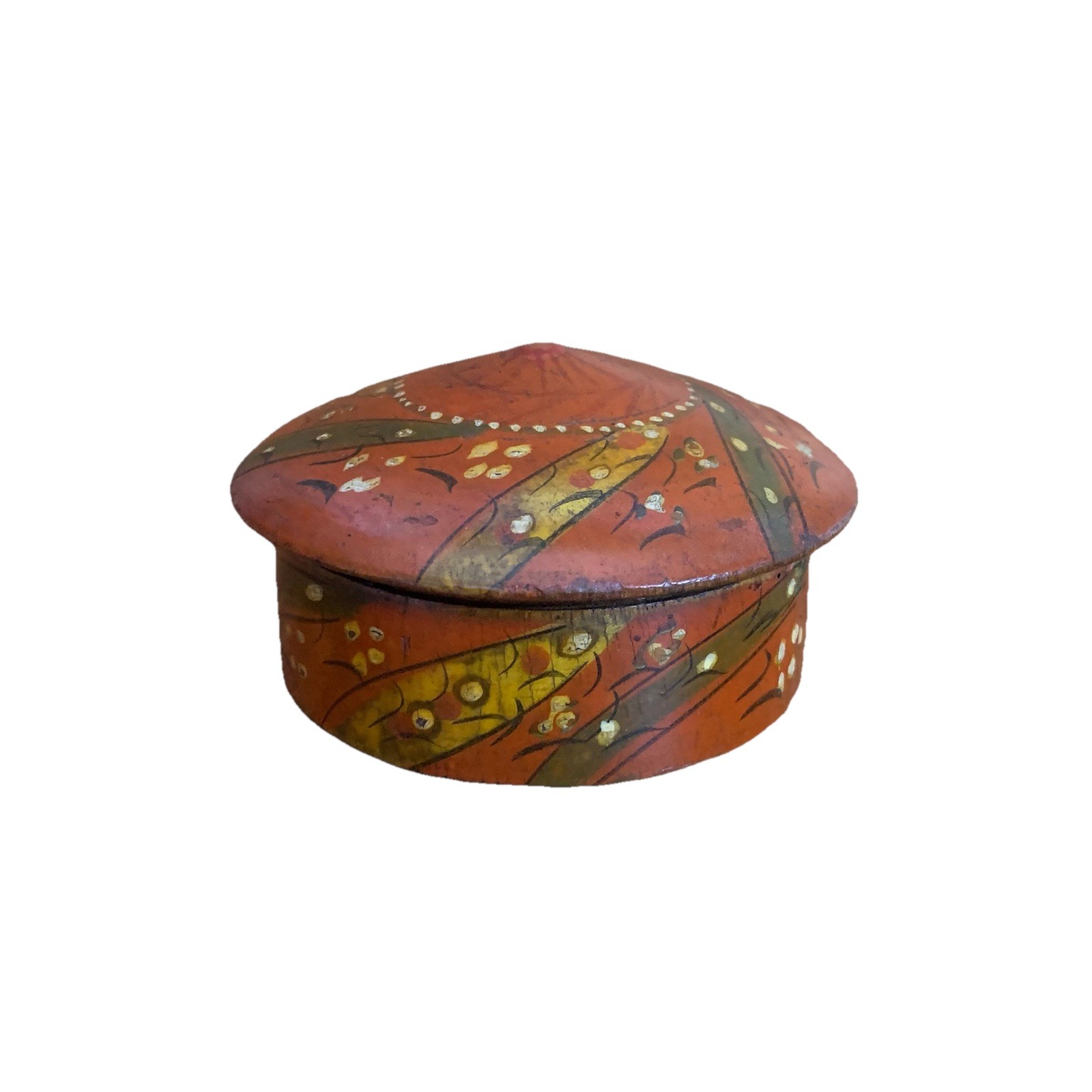 Antique or Old Hand Crafted & Hand Painted Color lacquered Small Wooden Box