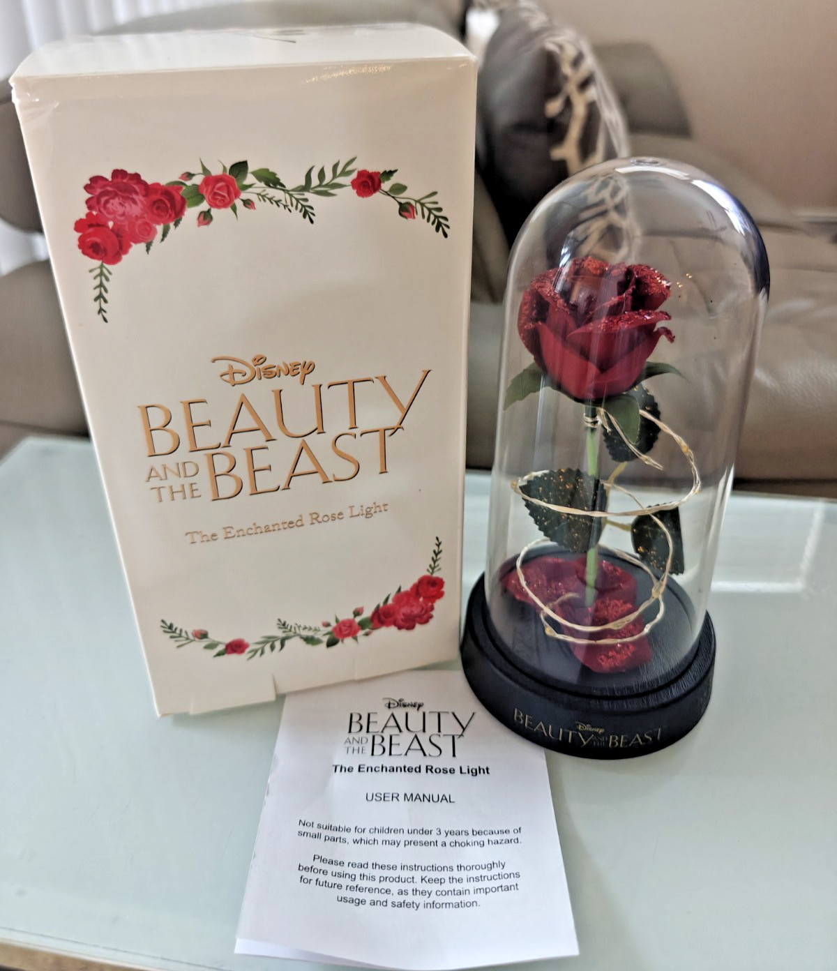 OFFICIAL Disney BEAUTY AND THE BEAST -  The Enchanted Rose Light Dome Lamp