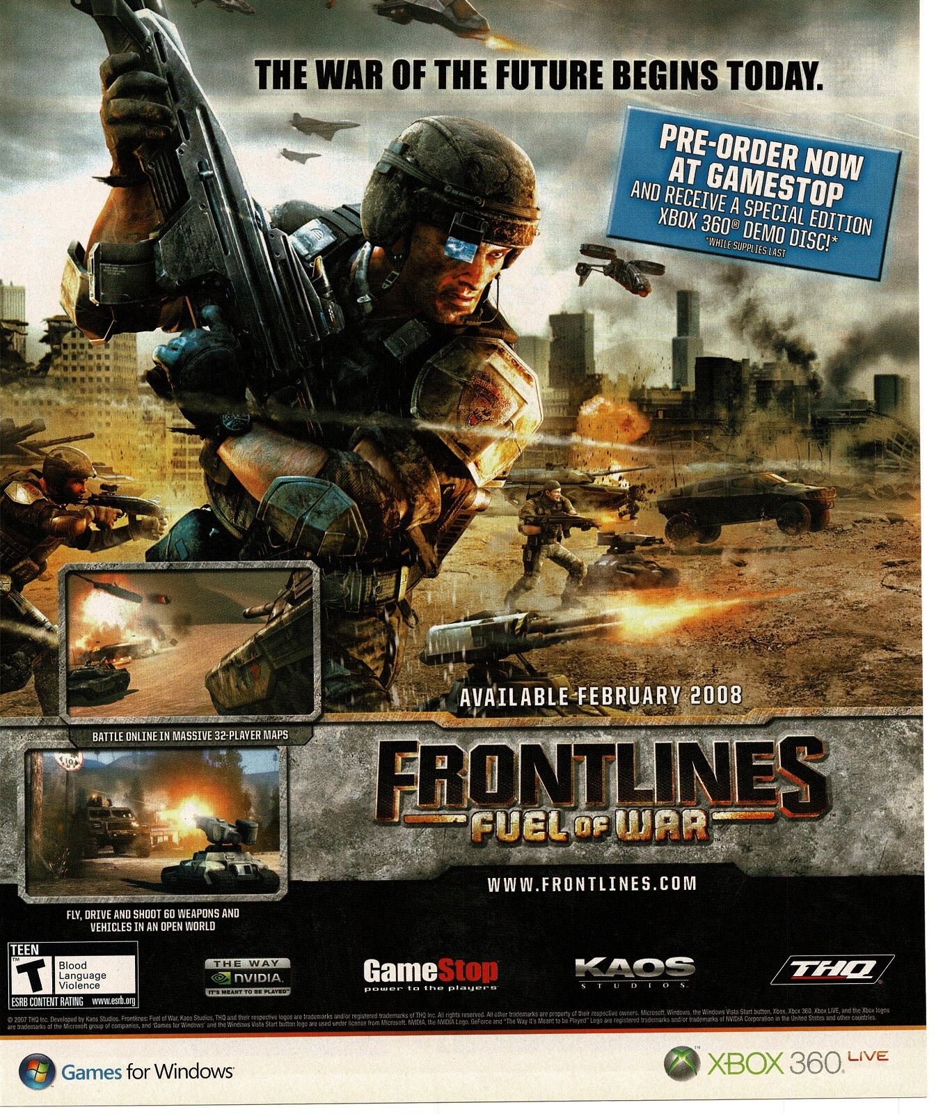 2008 Frontlines Fuel Of War Video Game Vintage Print Ad THQ