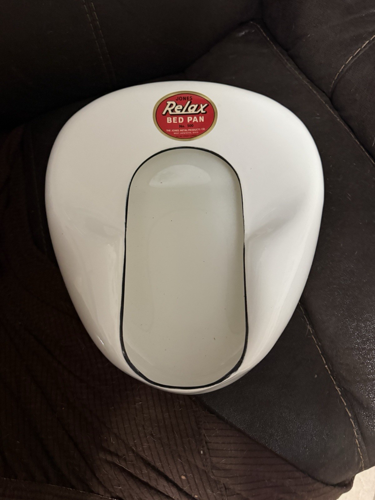 Vintage Jones Relax No. 500 Bed Pan NOS Porcelain Enamel Medical Collectible