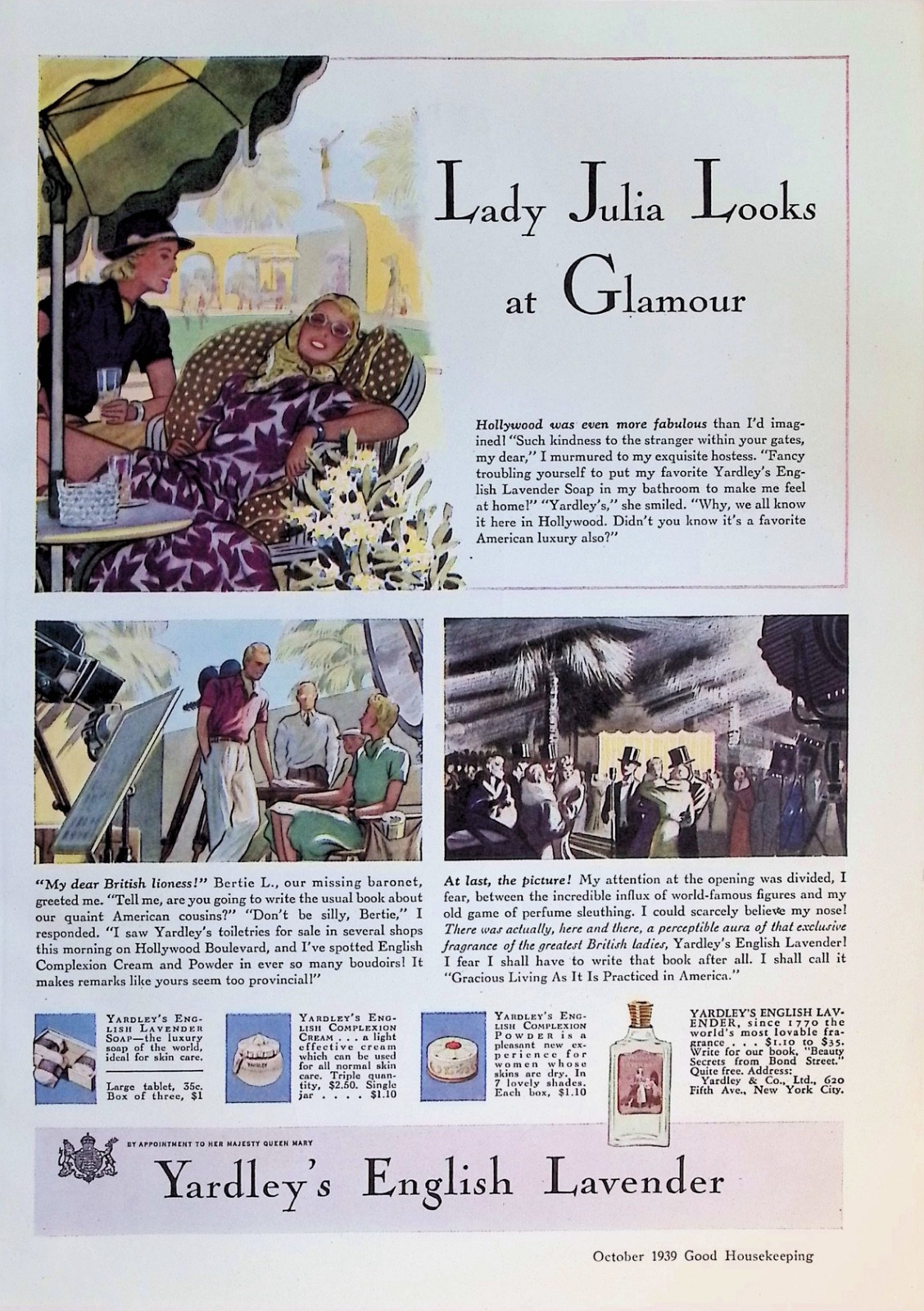Original 1939 Yardleys English Lavender Soap Ad: Lady Julia Hollywood Glamour