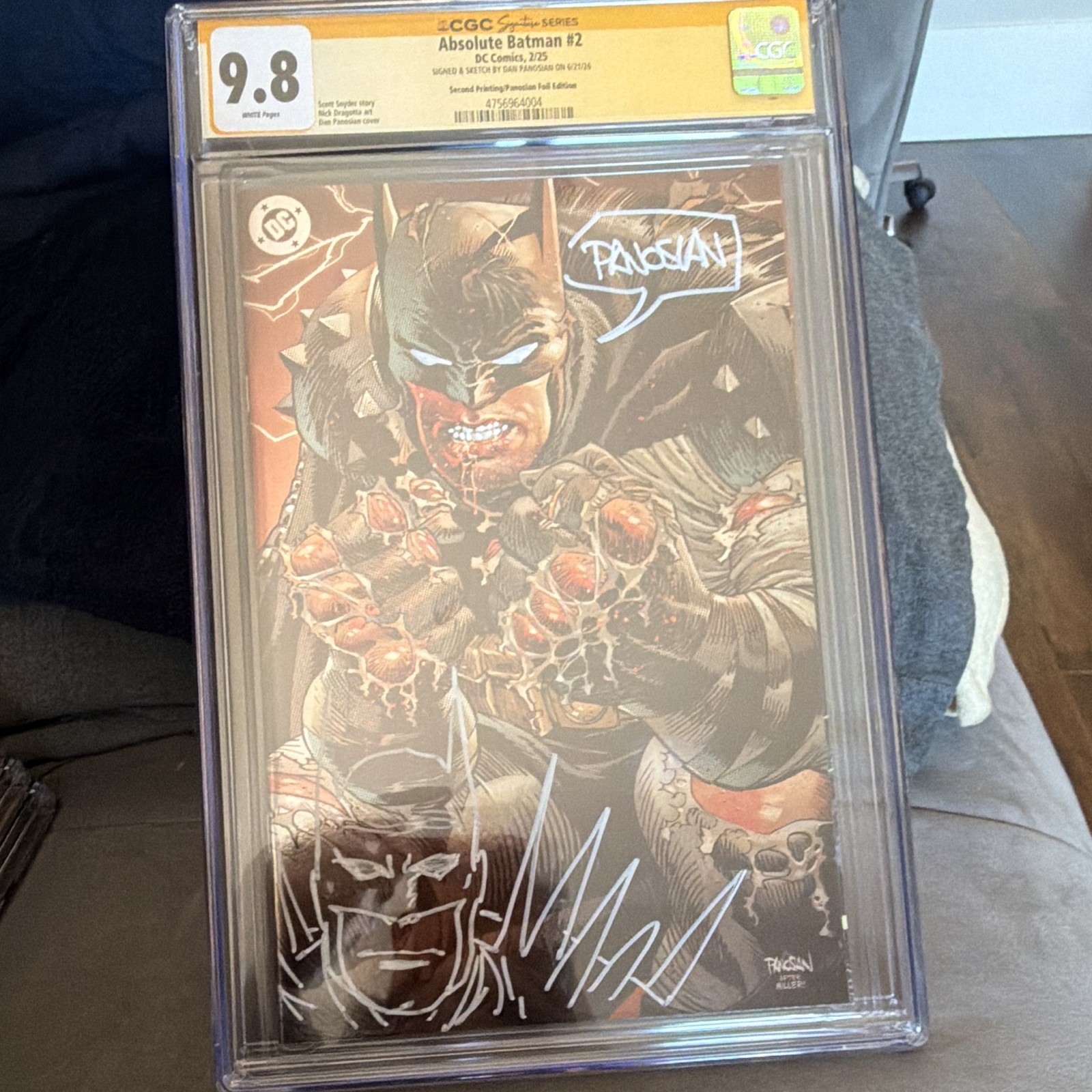 DC Absolute Batman #2 Panosian Foil CGC 9.8 SS Signed Sketch (Remark)