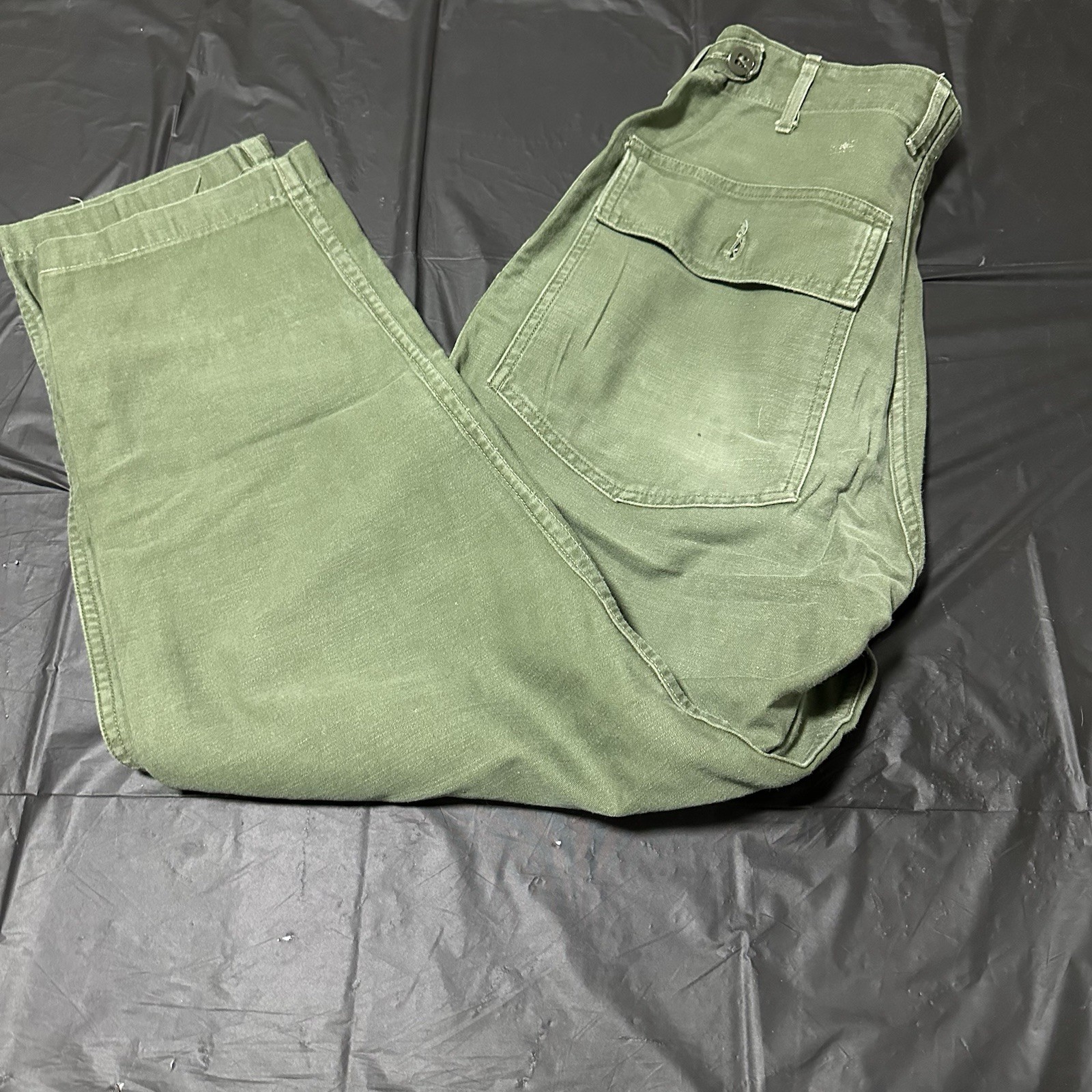 Vintage 60s 70s US Military OG 107 Cotton Sateen Fatigue Pants 32x27 Baker Vtg