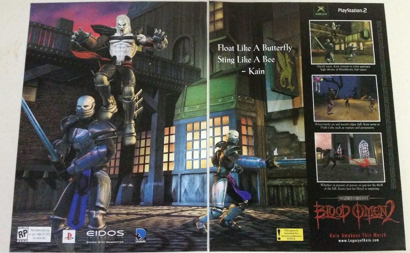 2002 BLOOD OMEN 2 Legacy of Kain Series 2-Page vintage video game PRINT AD