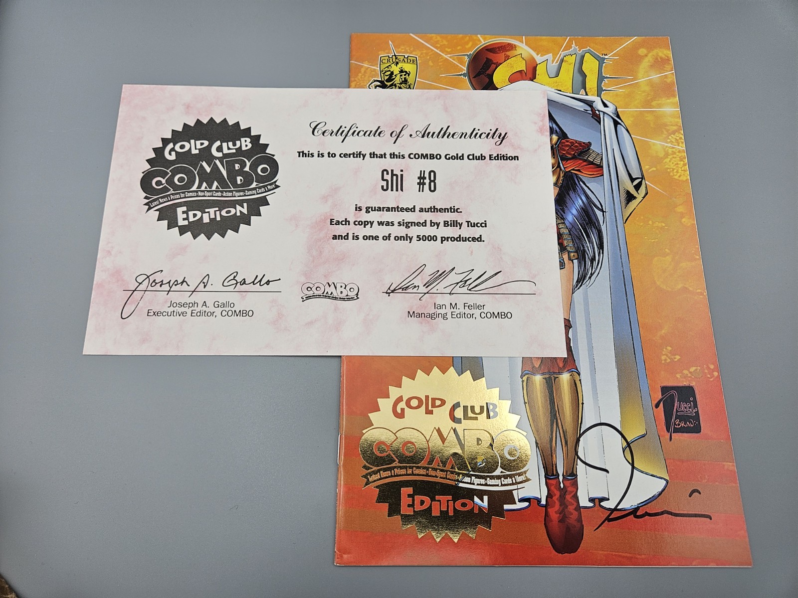 SHI #8 (CRUSADE COMICS) GOLD COMBO EDITION SIGNED BY ARTIST BILLY TUCCI W/ COA