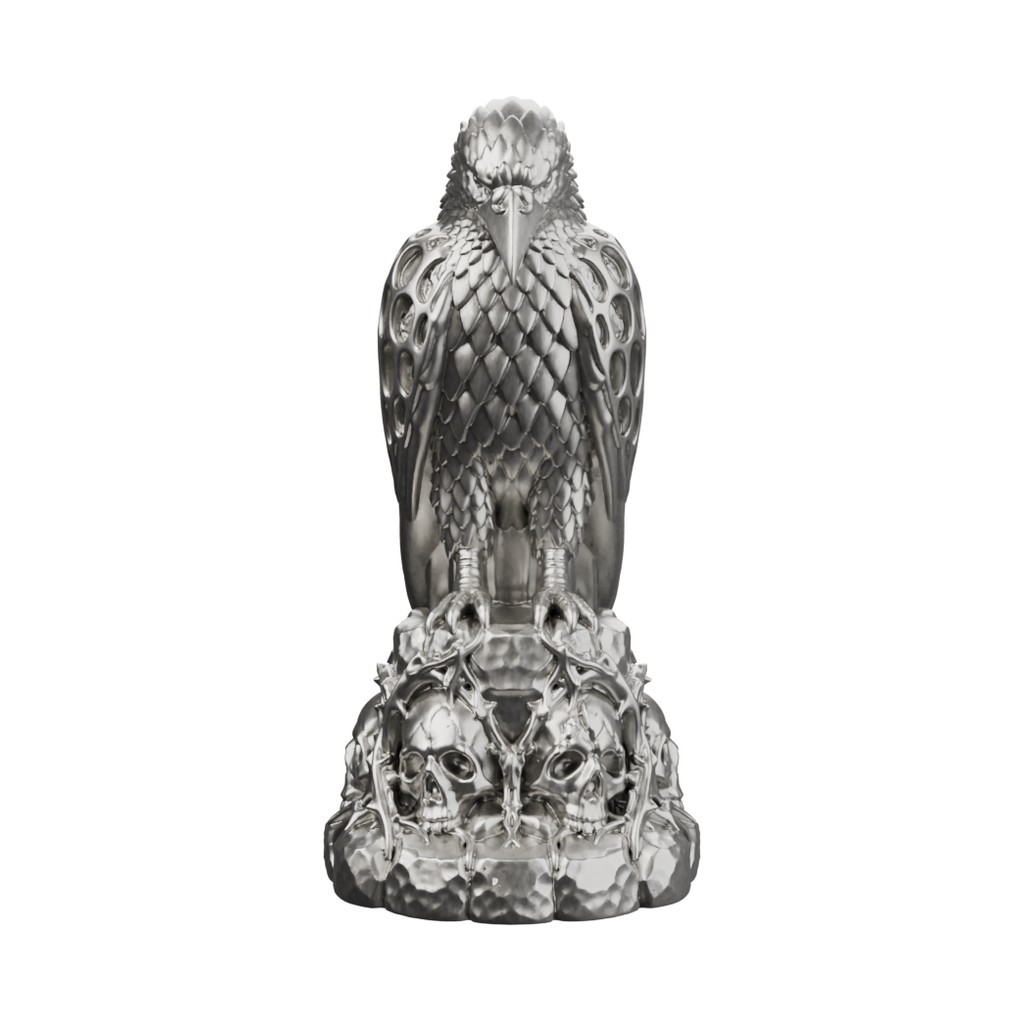 Perched Raven Statue Solid .999 Fine Silver Made to Order 3-12 oz t