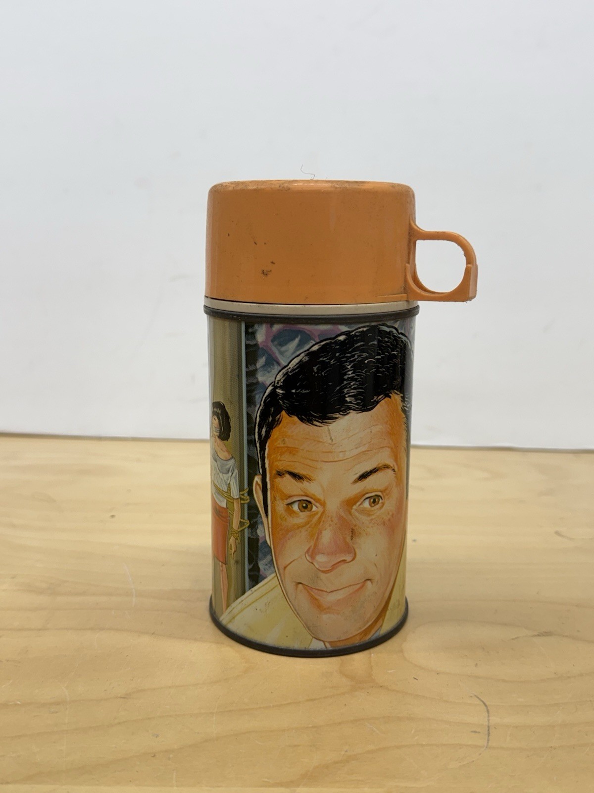 Vintage 1966 Don Adams Get Smart Metal Thermos Bottle w/ Cup No Lunchbox