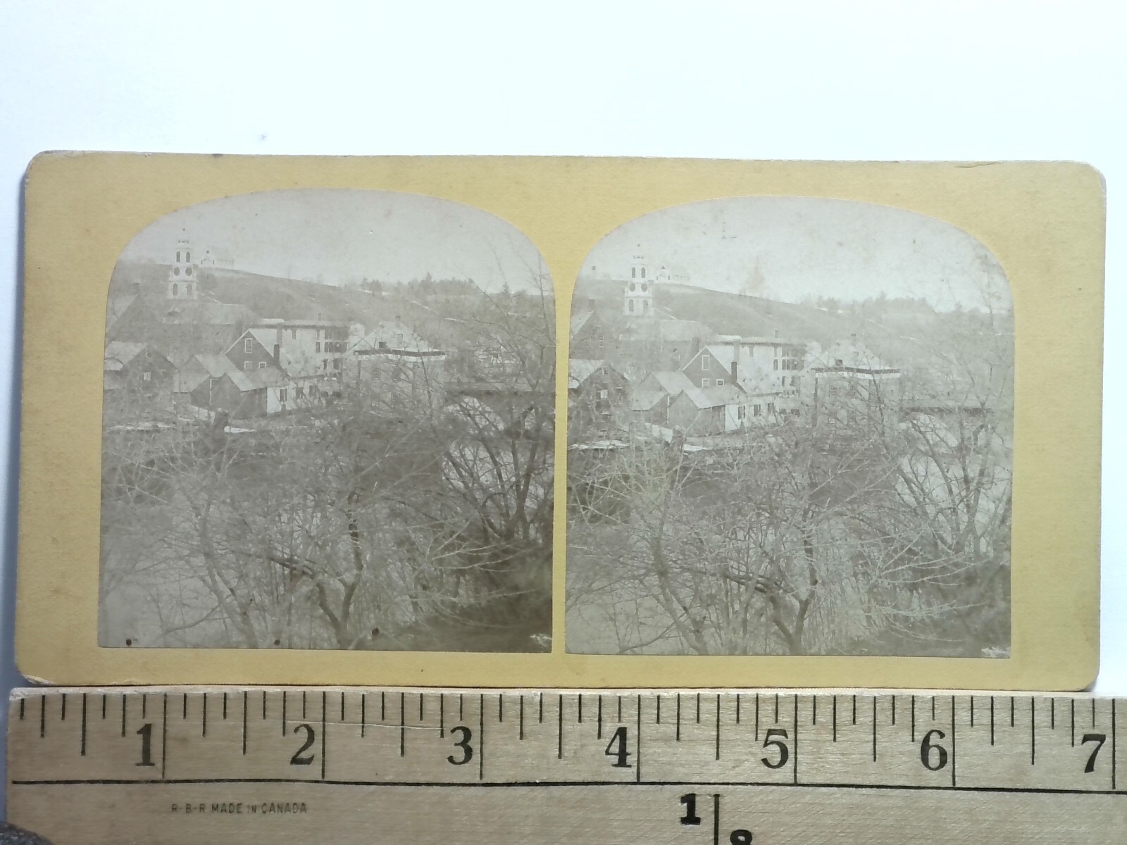 Peterborough NH Stereoview George H. Scripture 1860s Flat Mount Town Scene