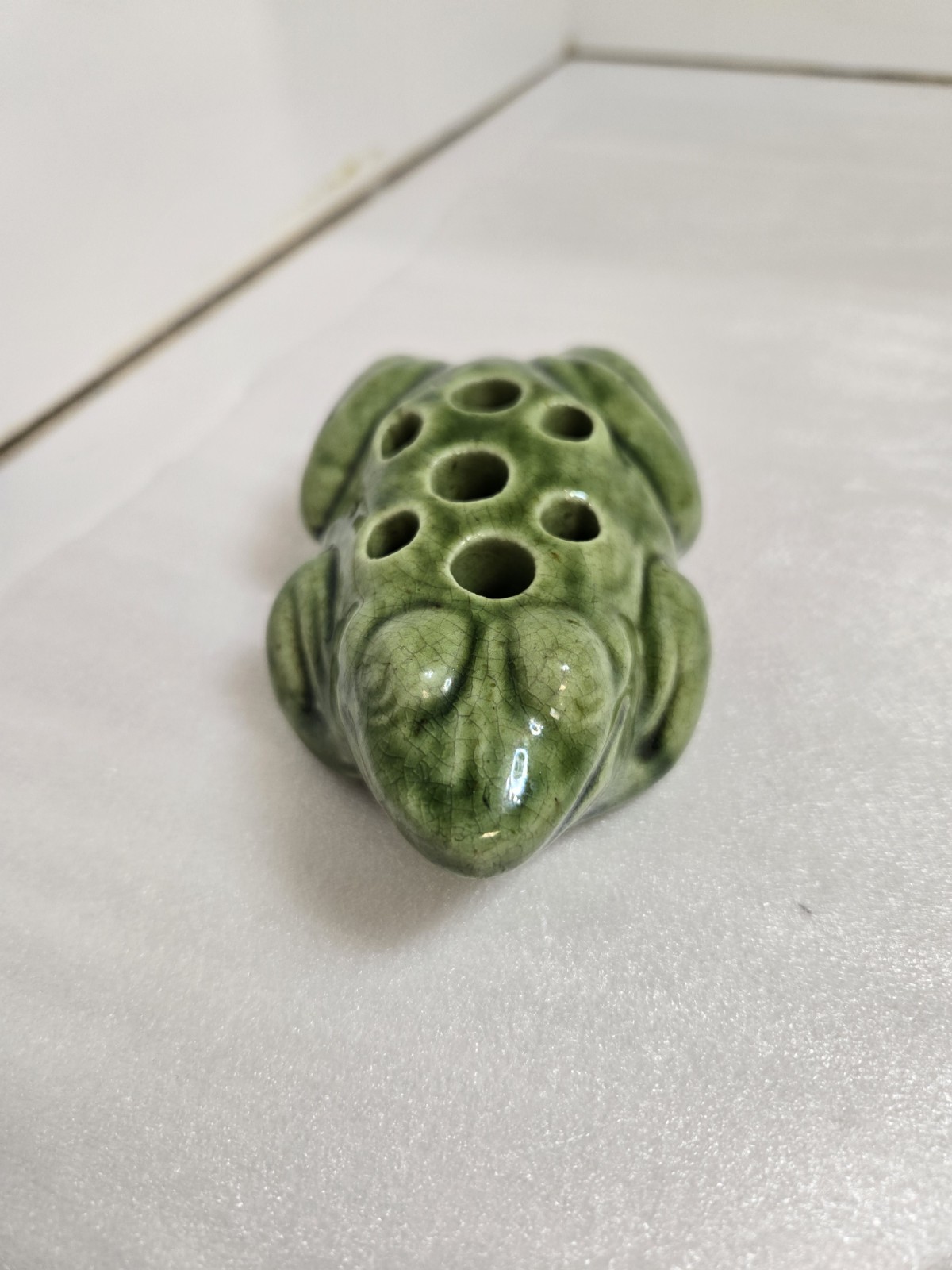 vintage green ceramic flower frog