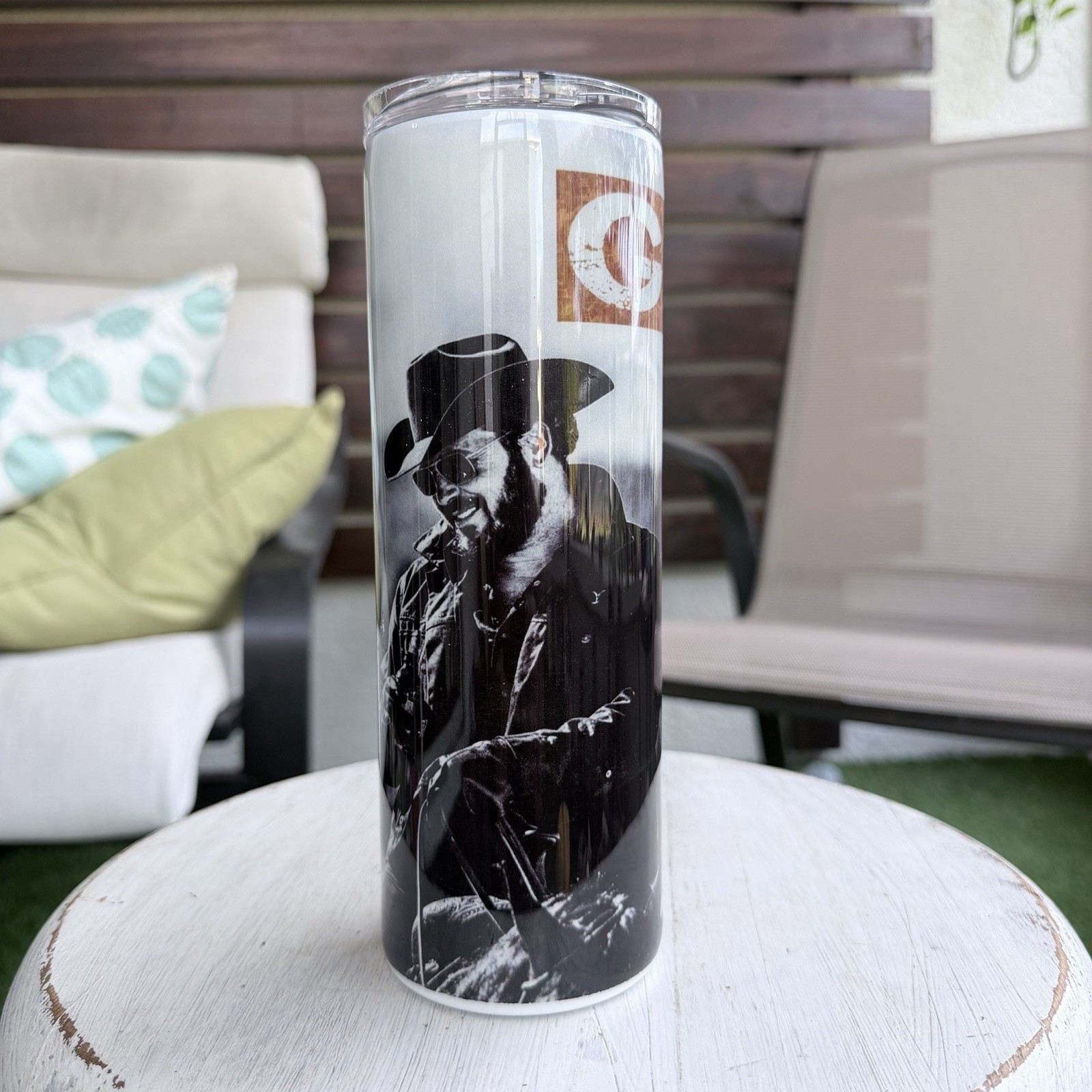 Get Ripped 20oz Skinny Tumbler Western Cowboy TV Fan Stainless Cup w/Lid