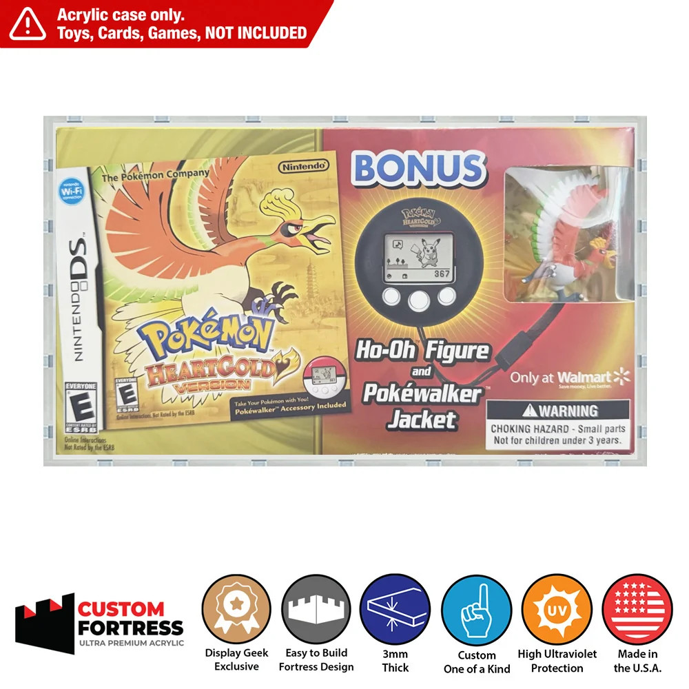 Custom Acrylic Hard Case for Nintendo DS Pokemon HeartGold with Ho-Oh Pokewalker