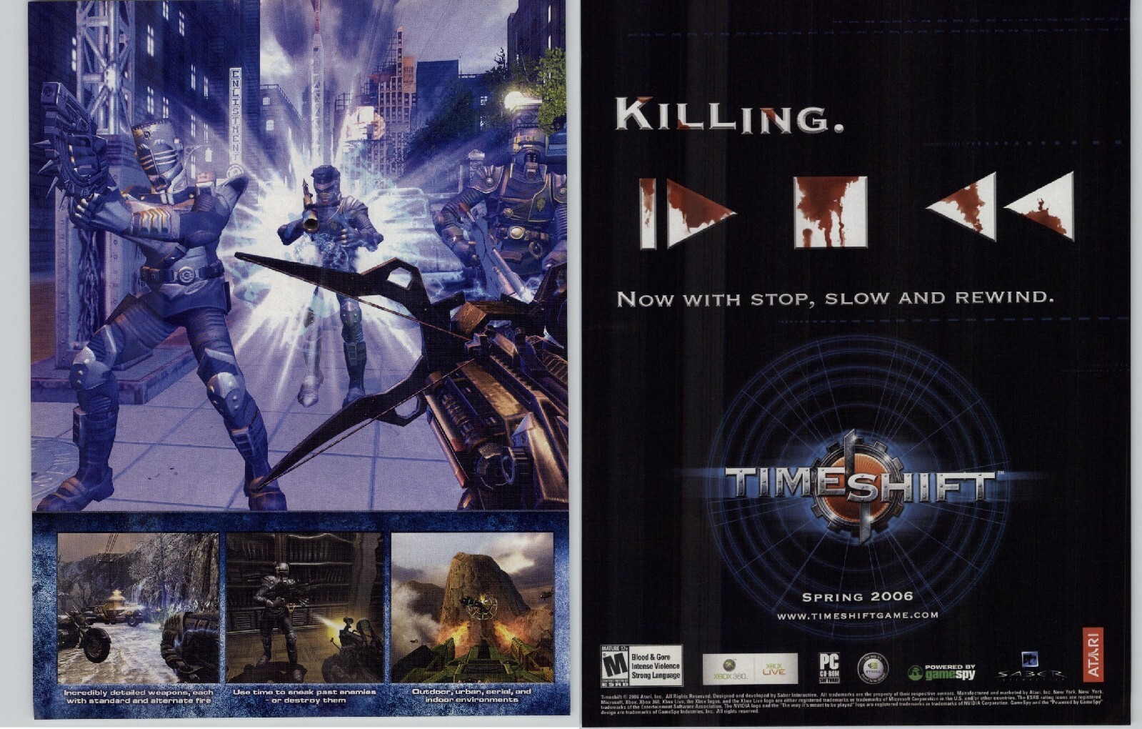 Timeshift PC Xbox 360 Video Game Art 2006 Vintage Print Ad/Poster 