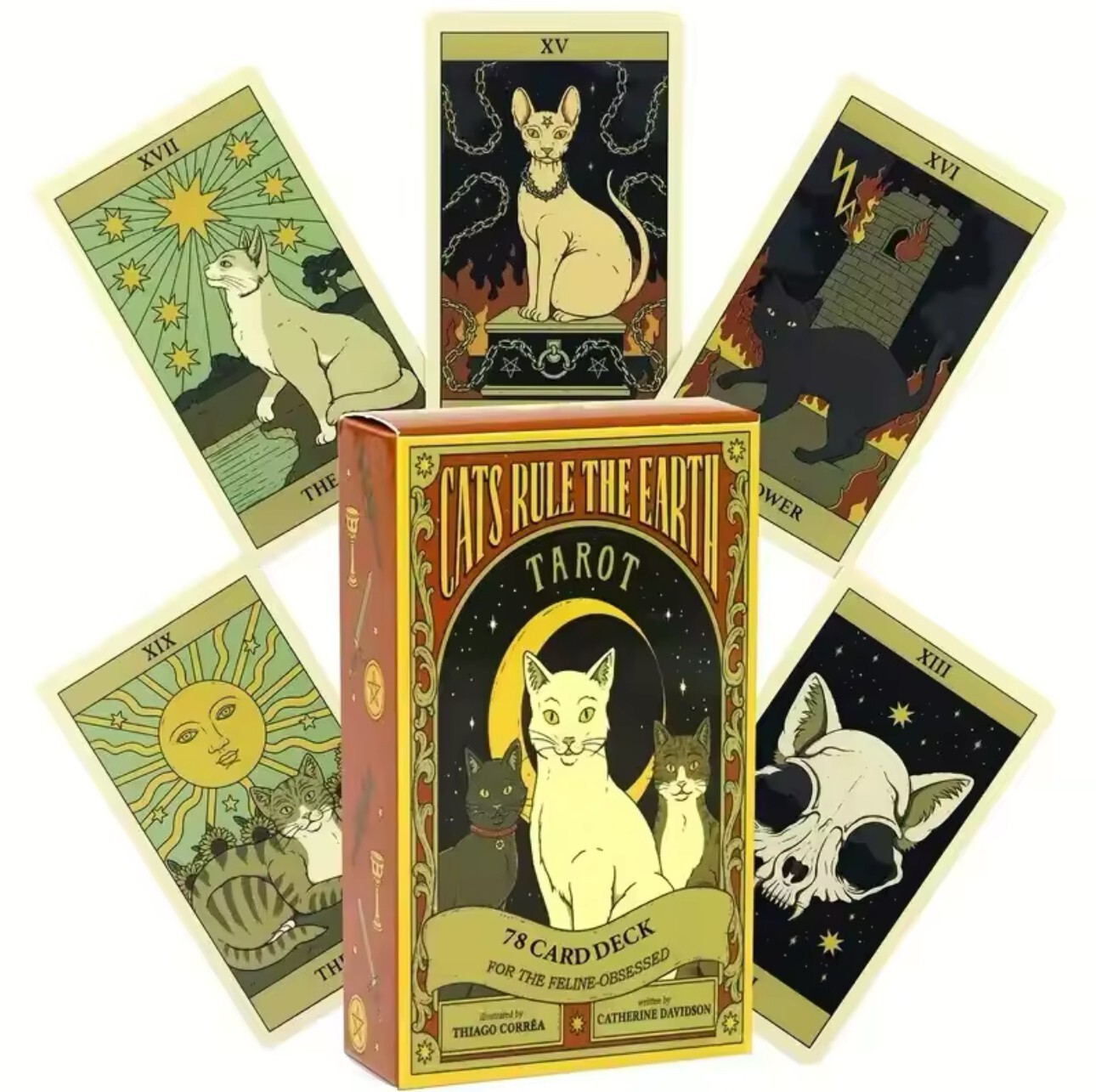 Cats Rule the Earth Tarot Deck – 78 Cards – Cute Cat-Themed Divination Gift Set