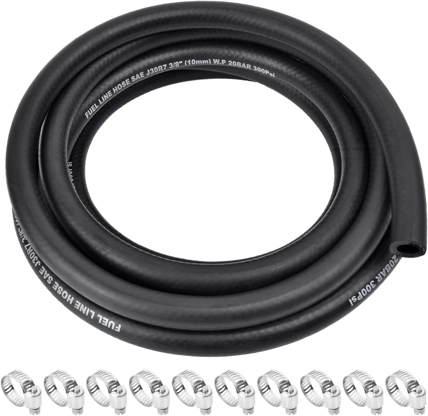 5/16 Inch ID Fuel Line Hose - 15FT Marine Grade Fuel Line with 10PCS Hose Clamps