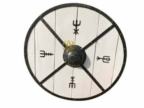 24\'\' Viking Battle Defensive New Medieval Wooden Round Shield Antique Sca Larp