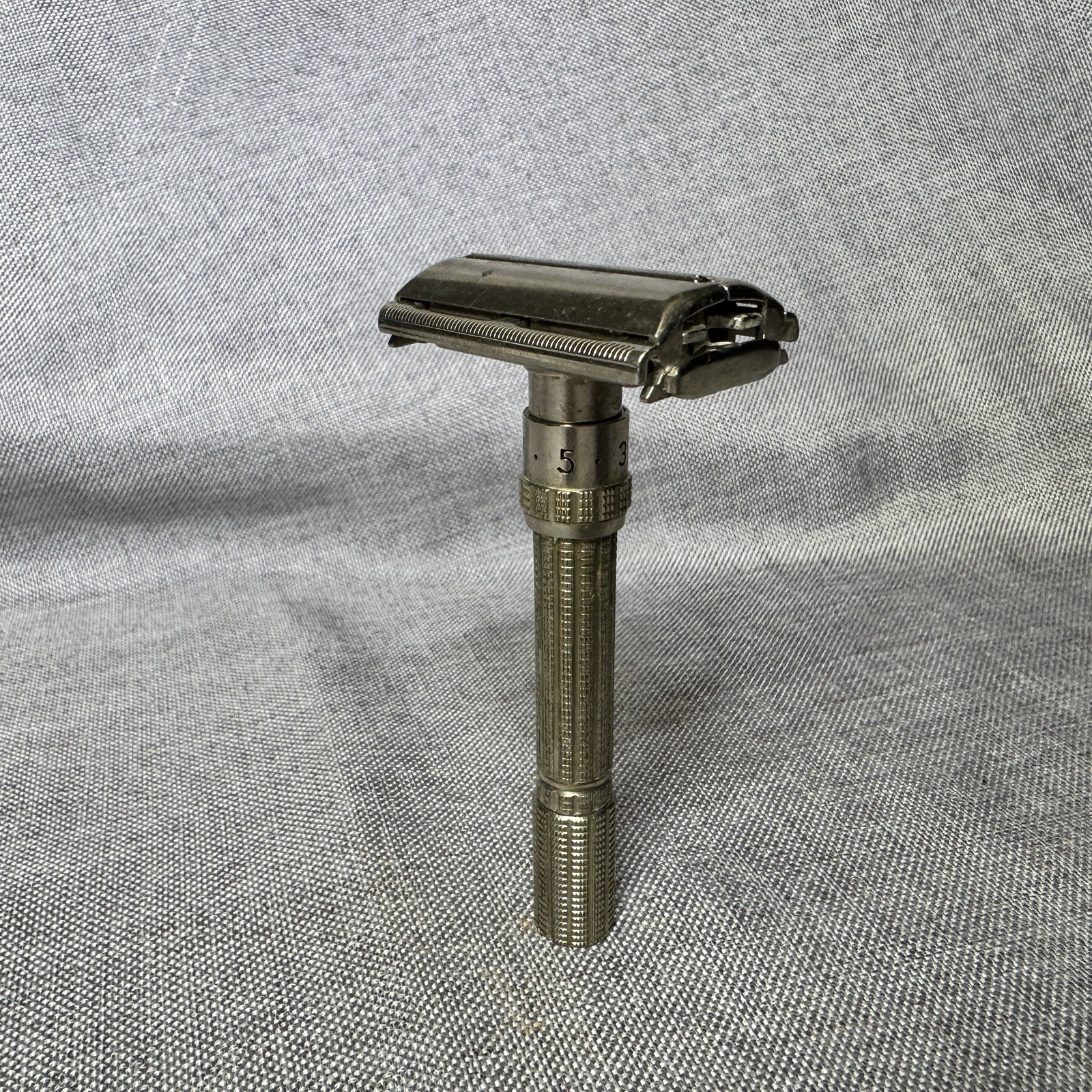 Vintage Gillette Slim Adjustable Safety Razor 1–9 Nickel Plated TTO