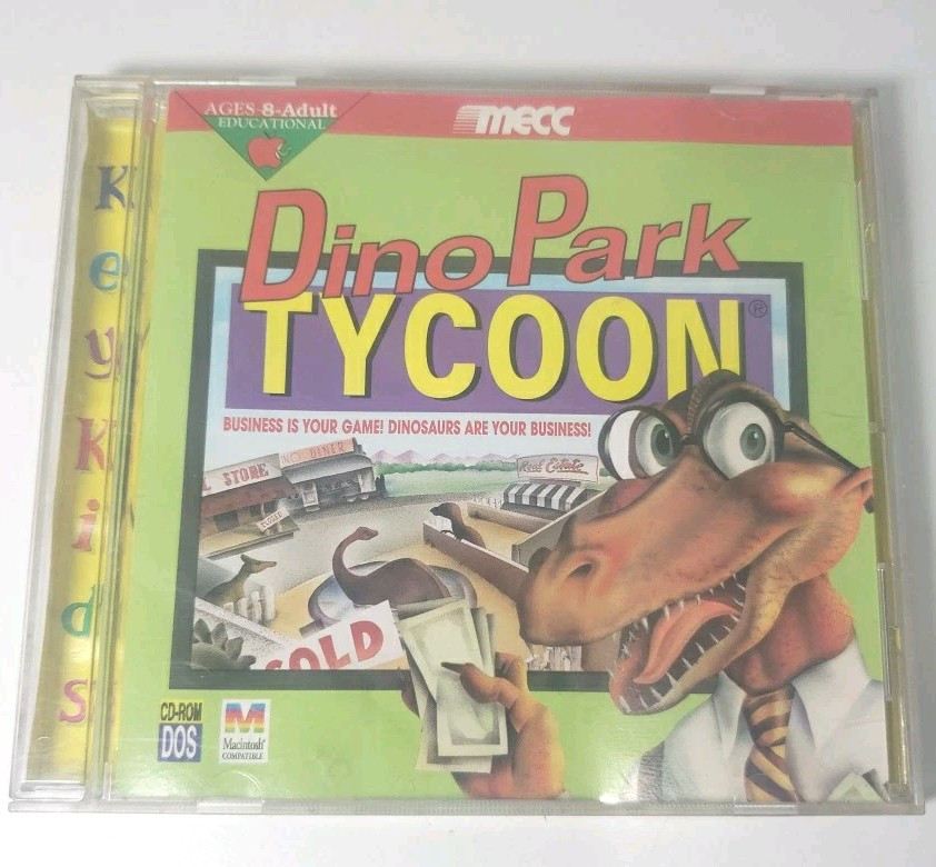 Dino Park Tycoon (1995) CD-ROM Game PC computer video game Key Kids Educational
