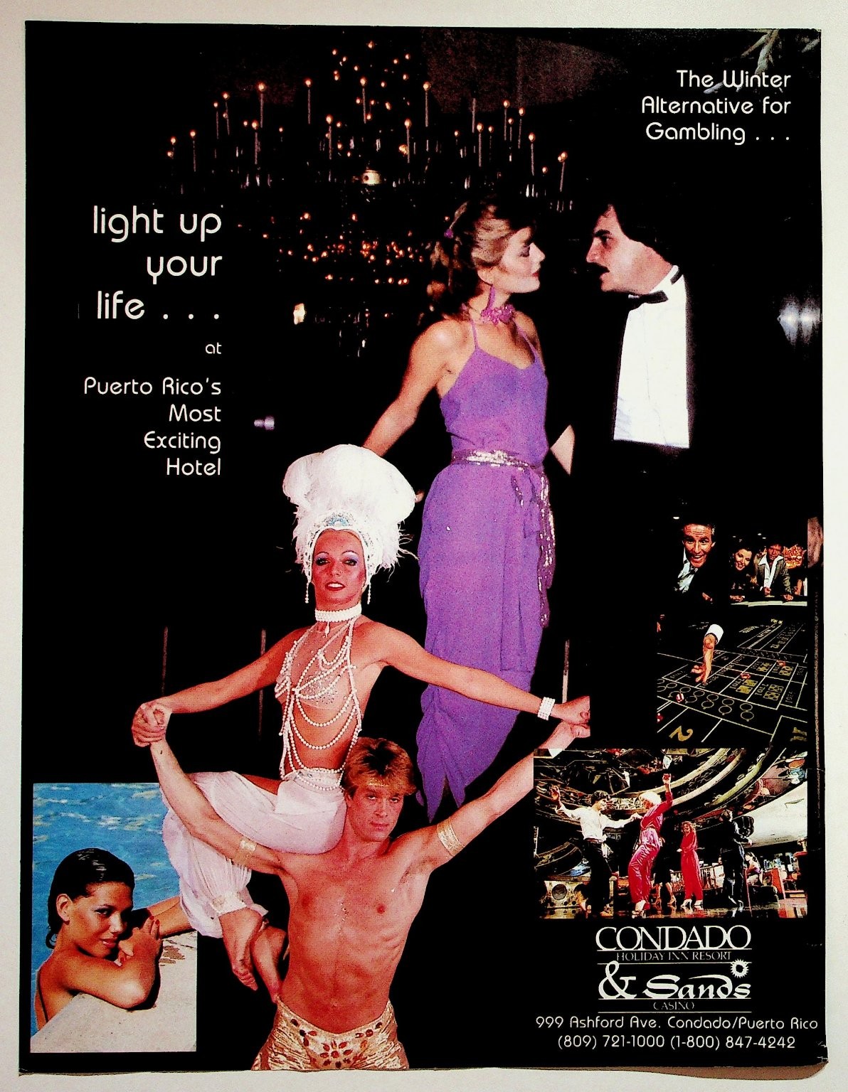 Vintage Condado Holiday Inn Resort Sands Casino Puerto Rico 1980s Magazine Ad