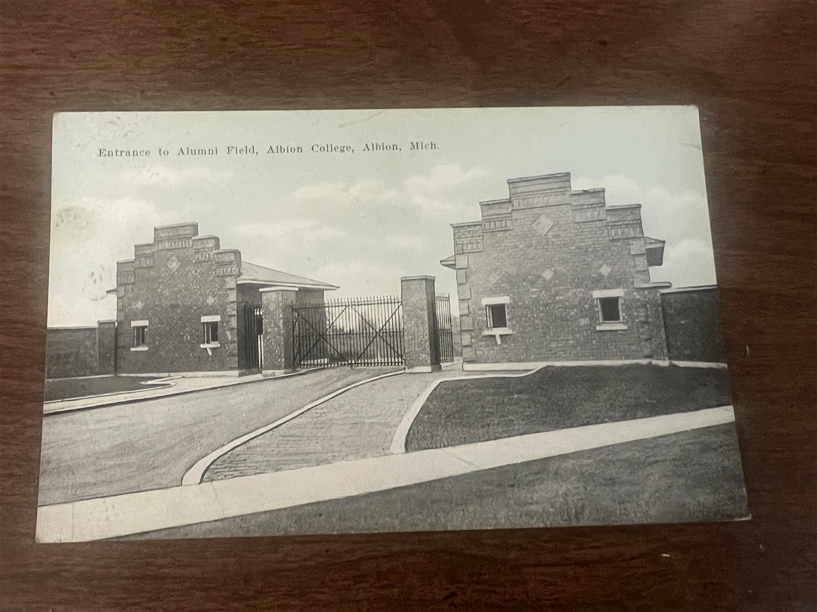 1907-20 Post Card Albion Michigan, Alumni Field, Albion College Entrance