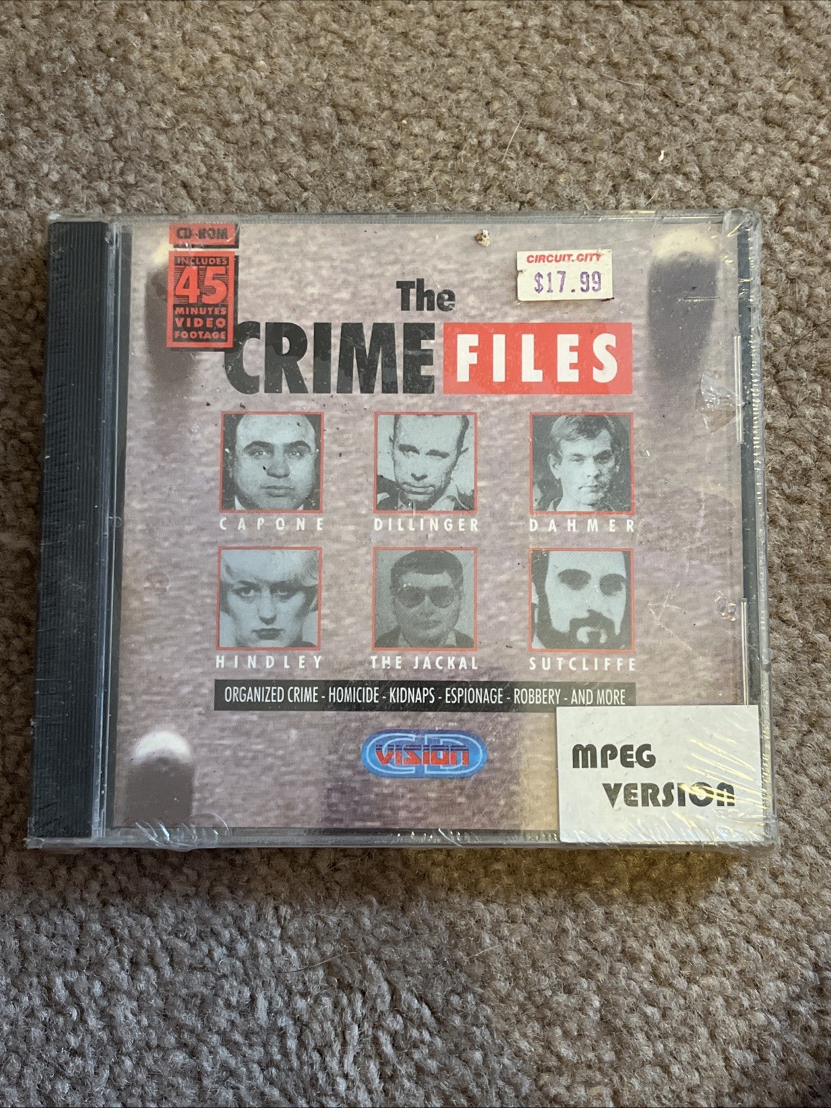 THE CRIME FILES CD-ROM - RARE - CAPONE - DAHMER - DILLINGER - MPEG NEW SEALED