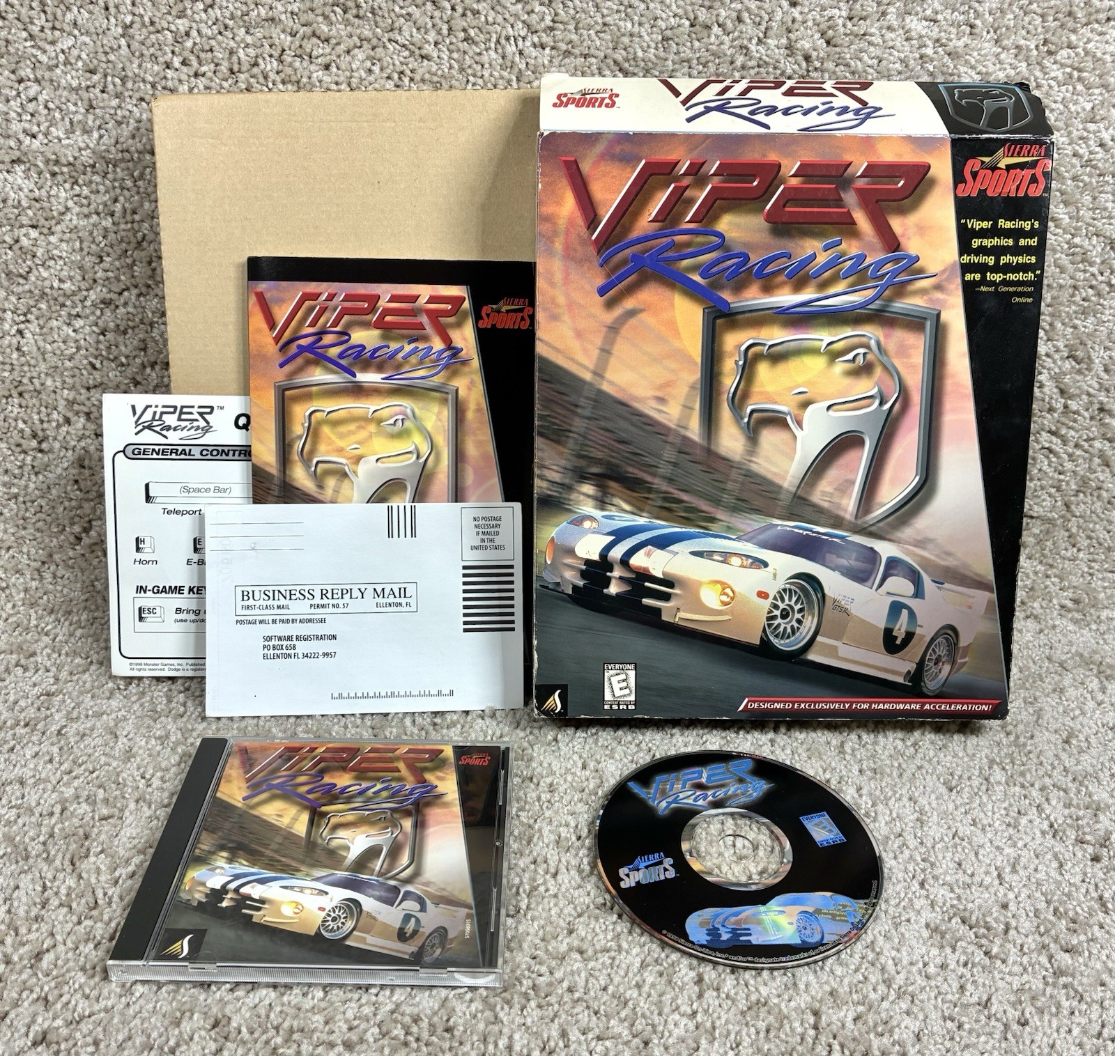 RETRO 1998 COMPLETE Viper Racing Game - CD-ROM - Disc Big Box PC Sierra Sports