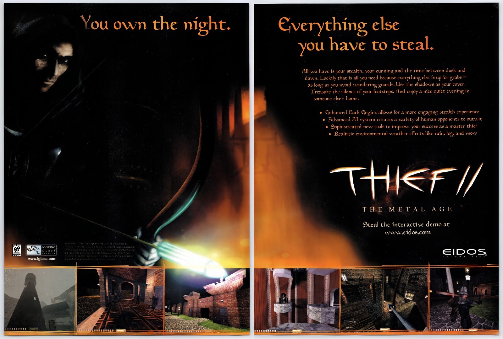 Thief II 2 Metal Age - PC Game - Vintage Original Print Ad/Poster Promo Art 2000