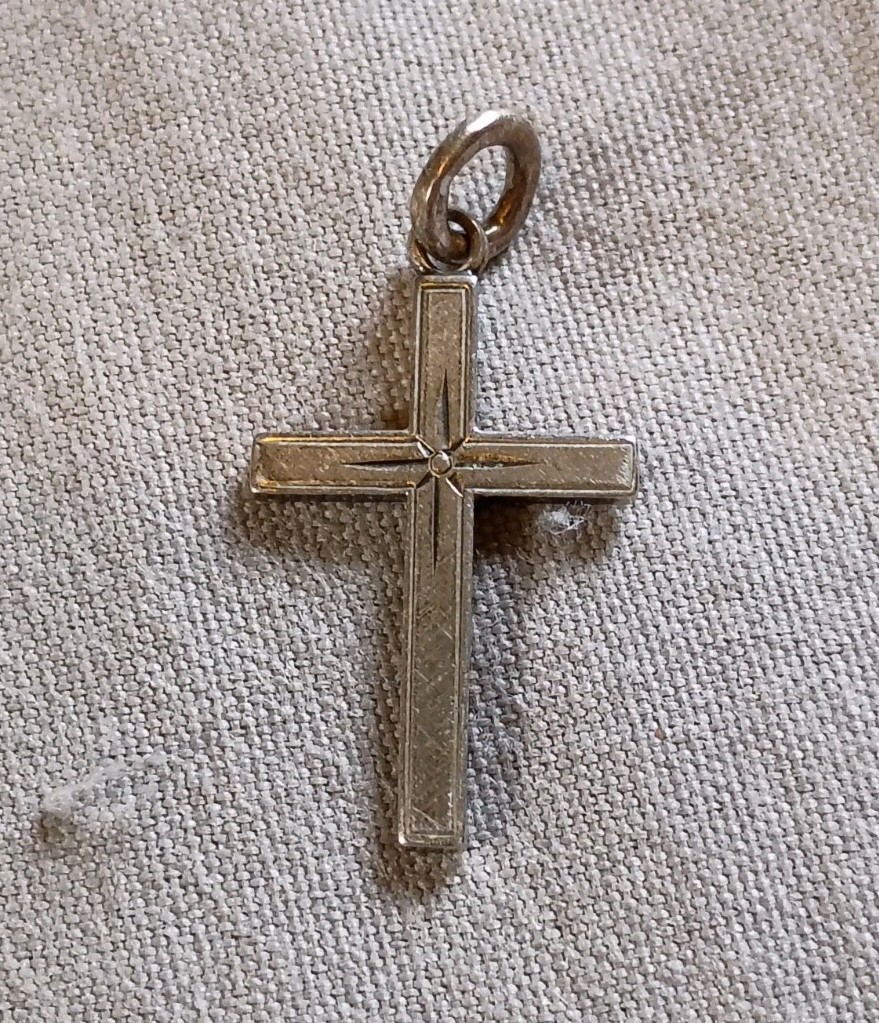 Tiny Vintage Krementz Sterling Silver Cross Pendant.