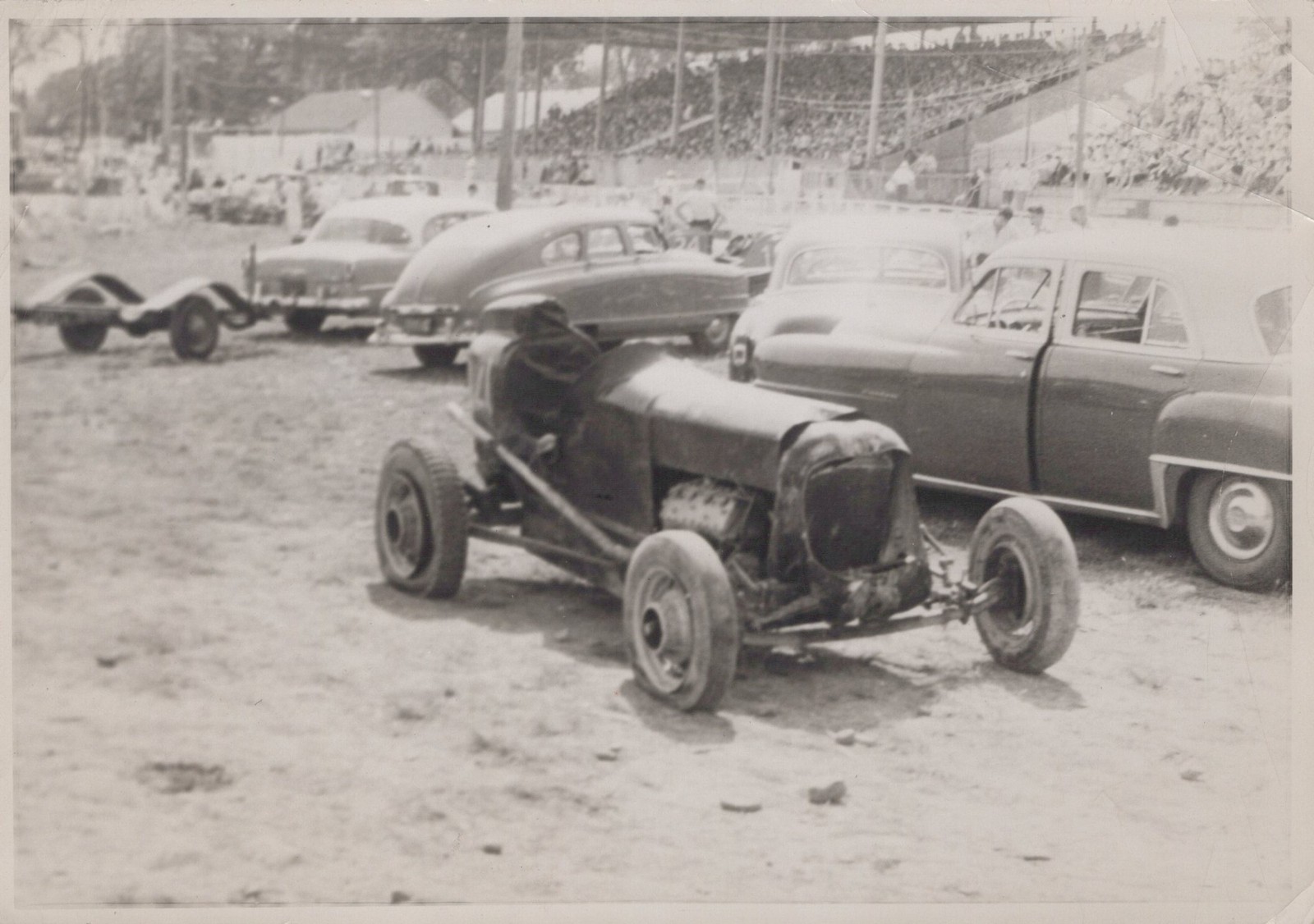 Jalopy dirt track crash car Rosedale NY fairgrounds 1950s - Himes Estate Photo