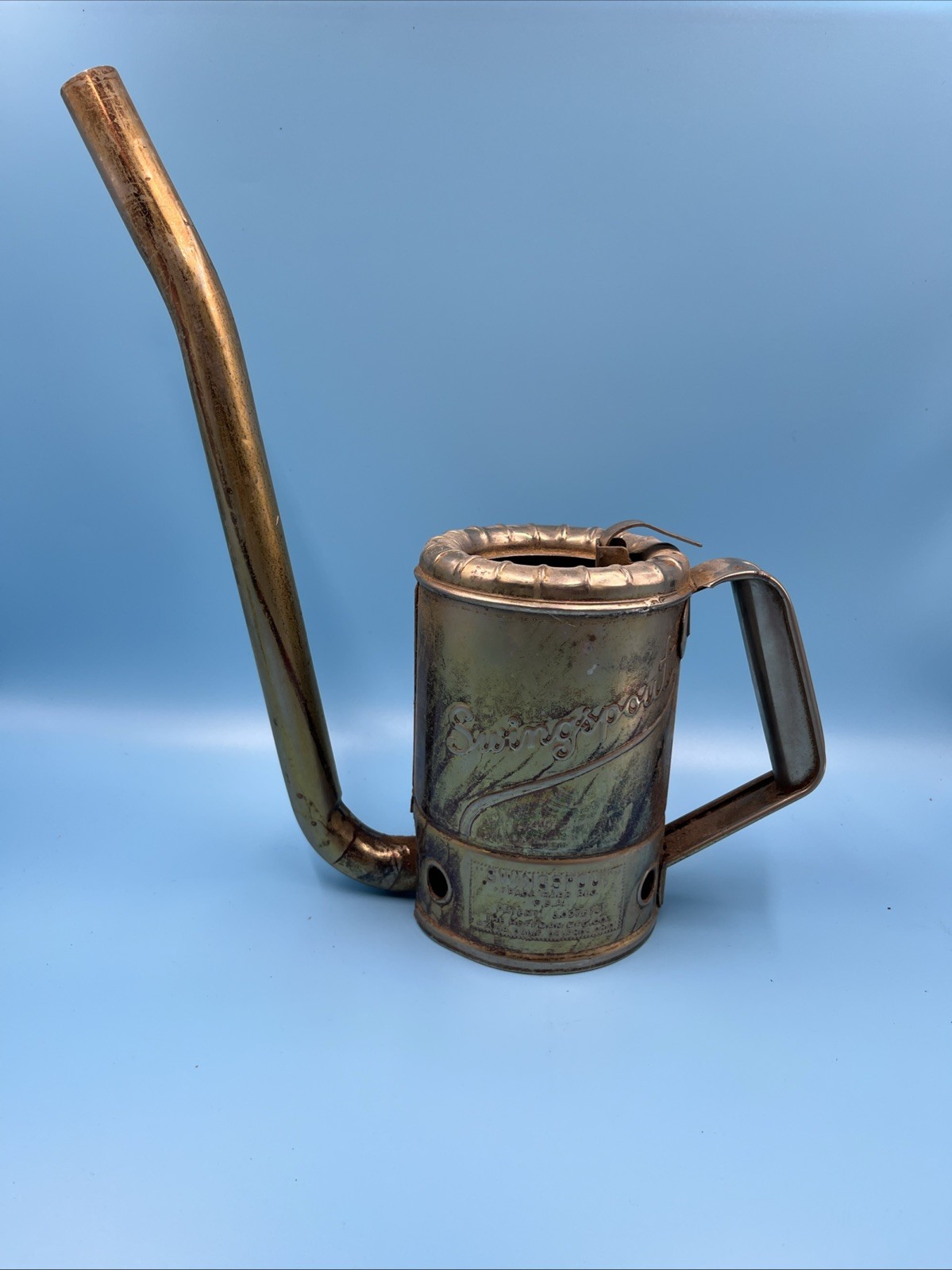 Vintage Swingspout Huffman One Quart 44 Minn Oil Can, Filling Gas Station