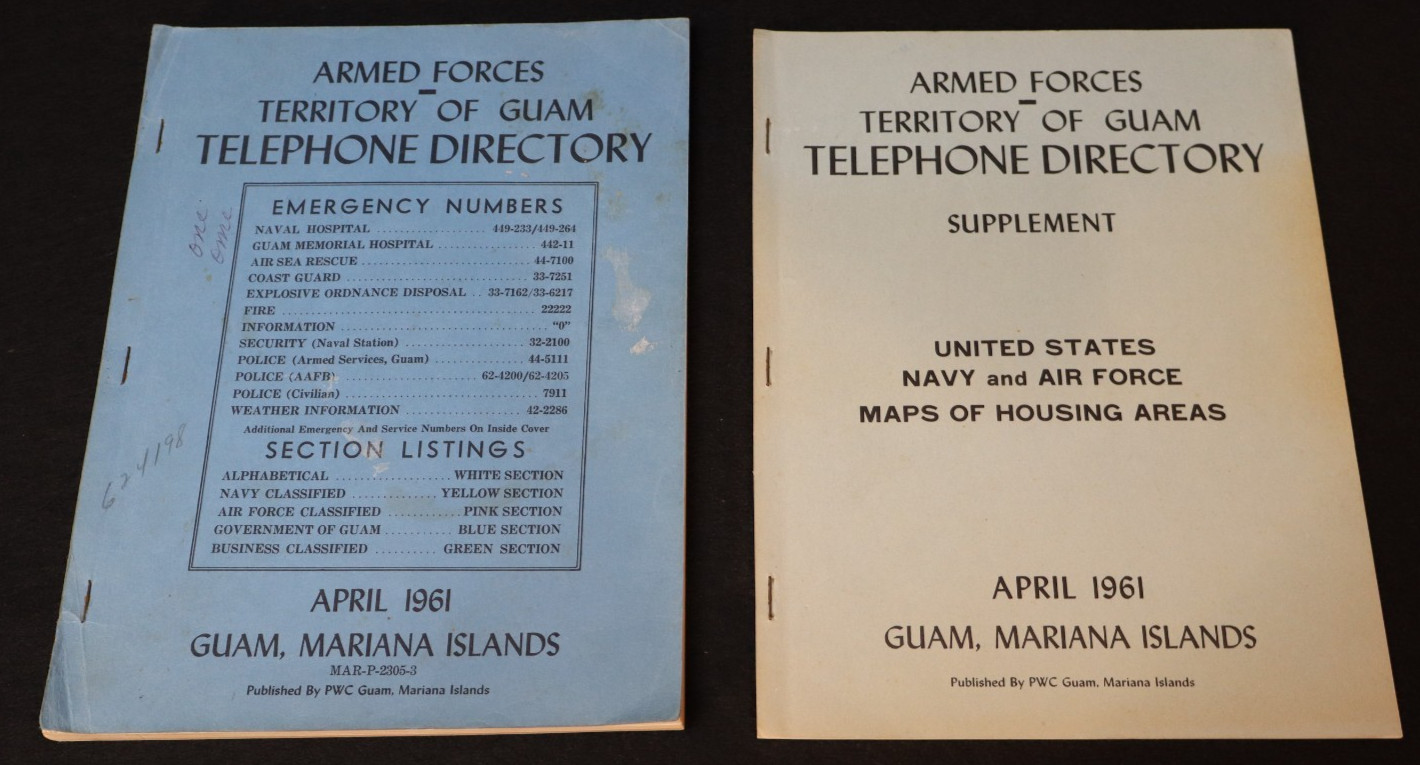 US Armed Forces Territory of Guam Telephone Directory & Supplement - April 1961