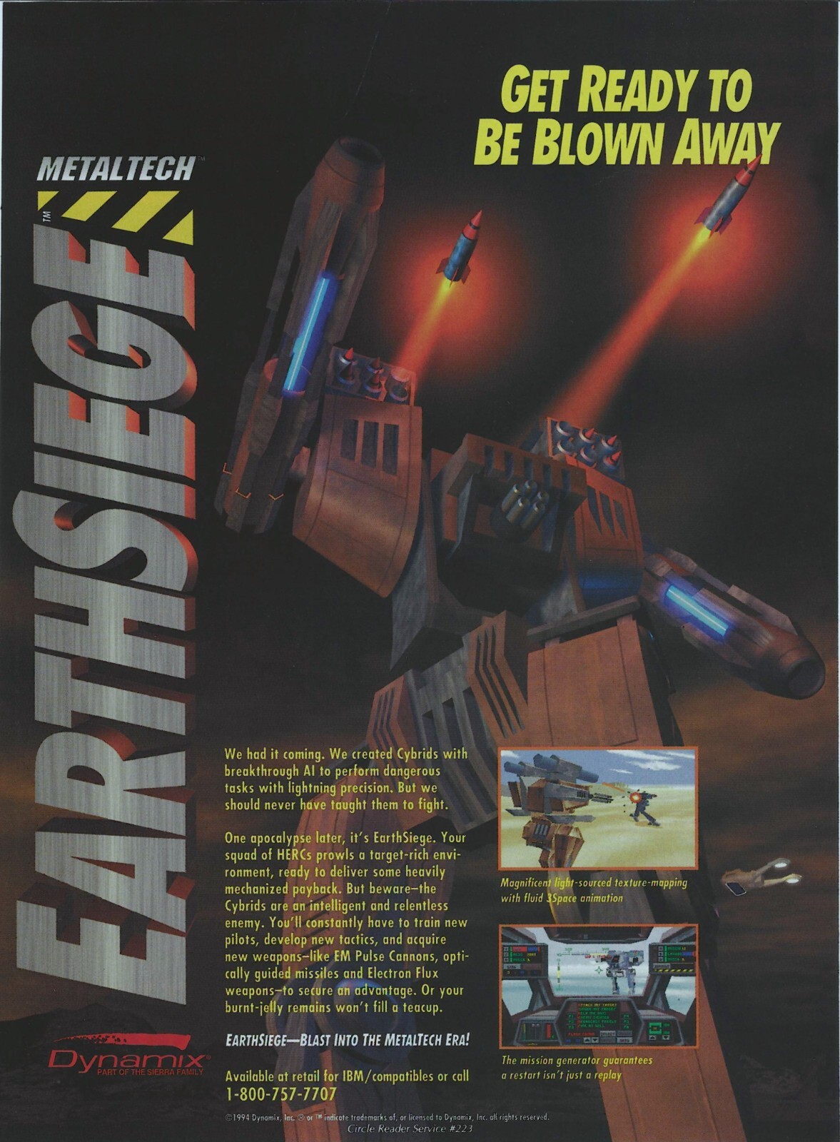 MetalTech: Earthsiege Print Ad/Poster Art PC Big Box 