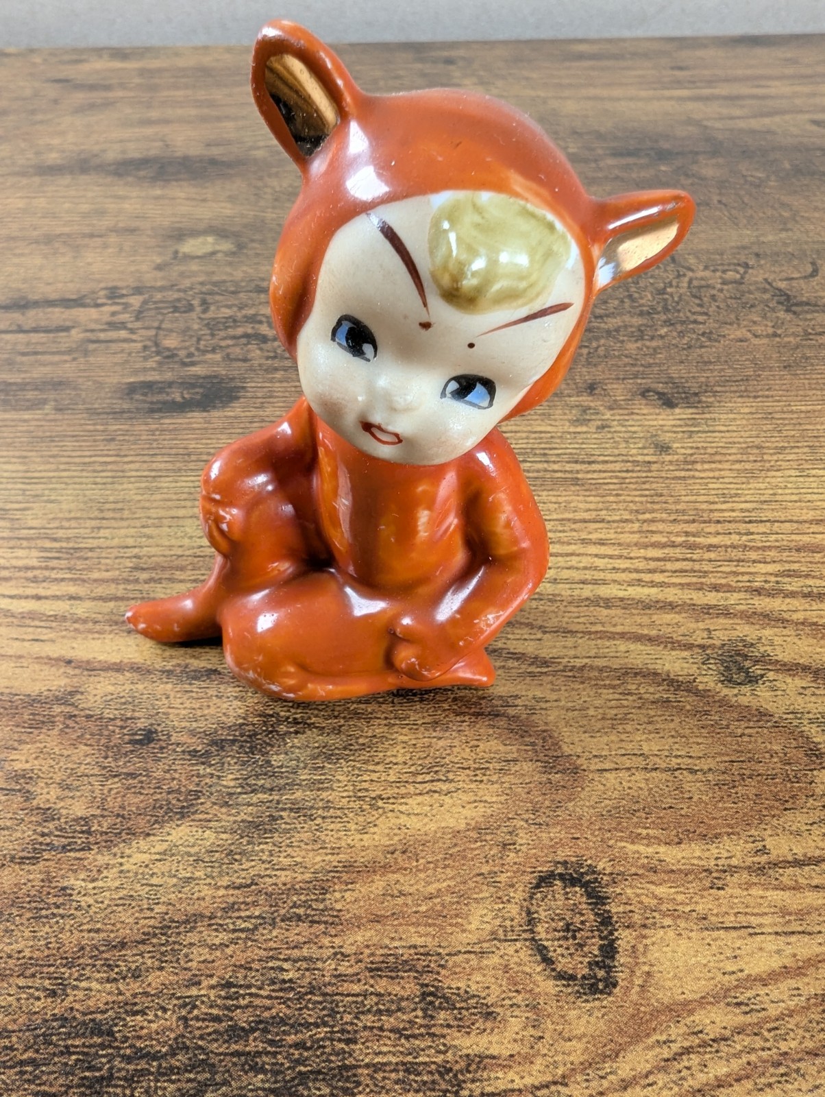 VTG Rare 1950s Japan Kewpie Pixie Imp Cat Costume, Orange