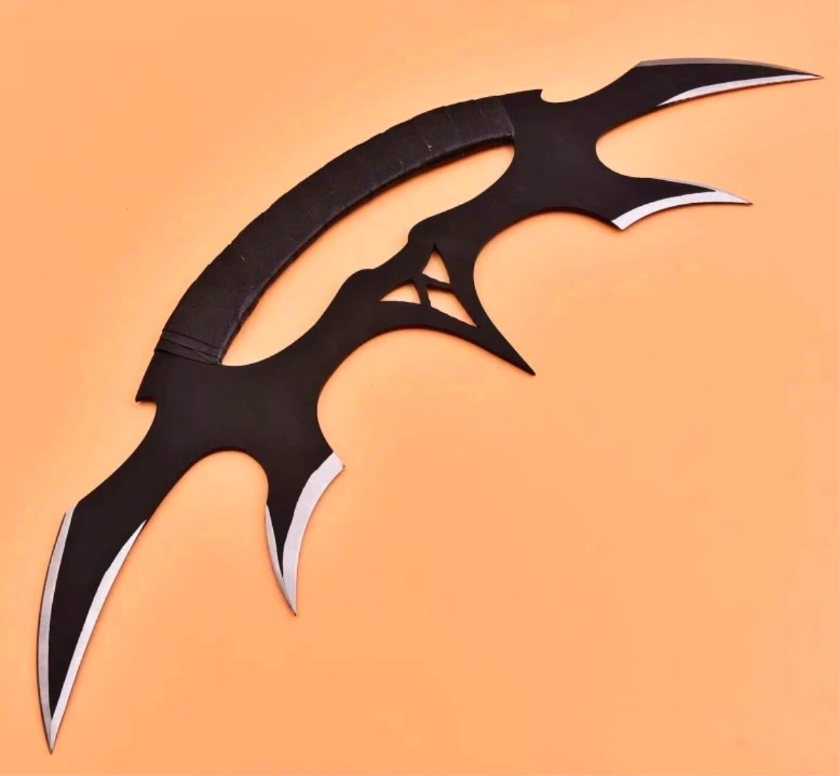 Custom Handcrafted Black Klingon Bat’leth Replica with Wooden Stand