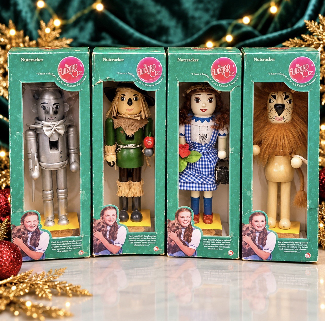 Rare Wizard of Oz Nutcracker Set of 4 Dorothy Tin Man Scarecrow Lion Boxed