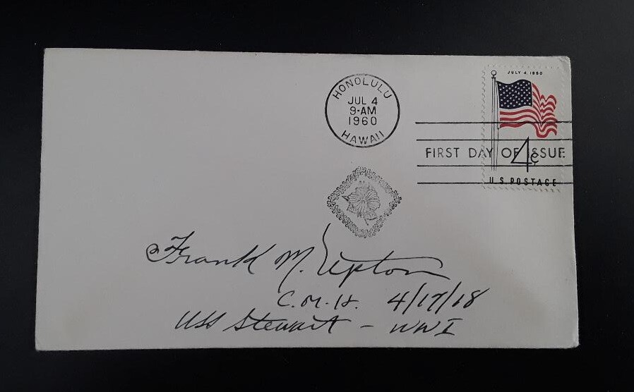 Ens. FRANK M. UPTON, WWI Medal of Honor Recipient USS Stewart Signed FDC 