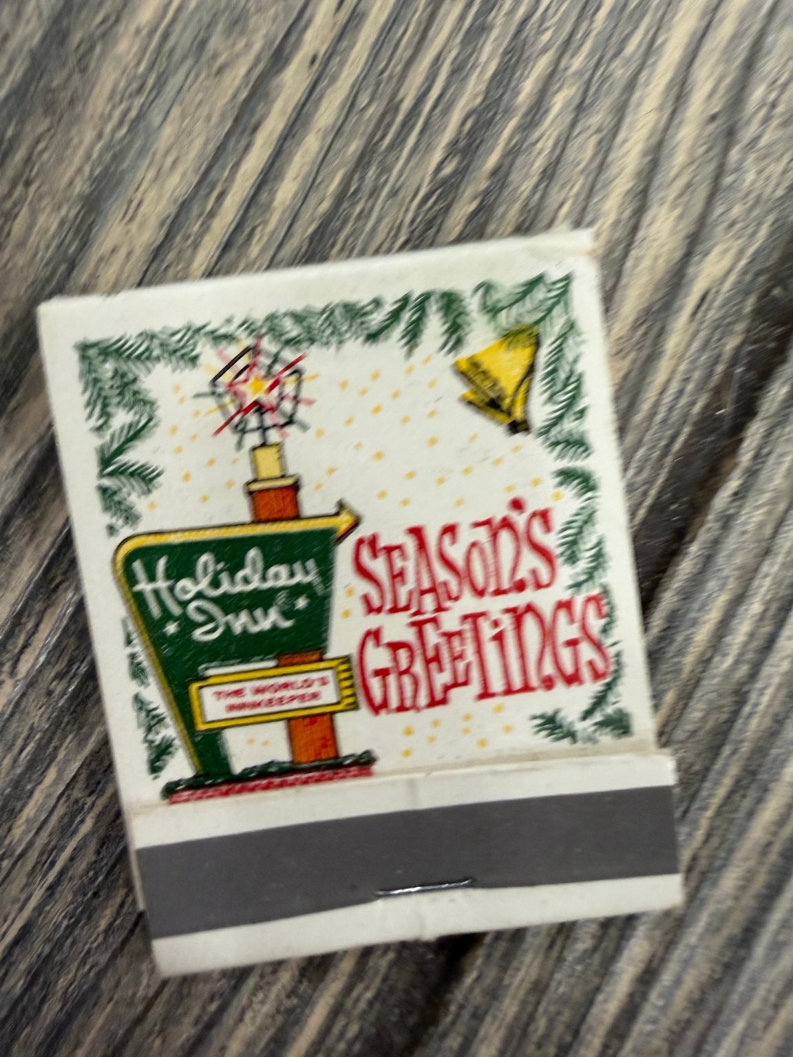 Holiday Inn Vintage Christmas Season\'s Greetings Bell Sign Standard Matchbook