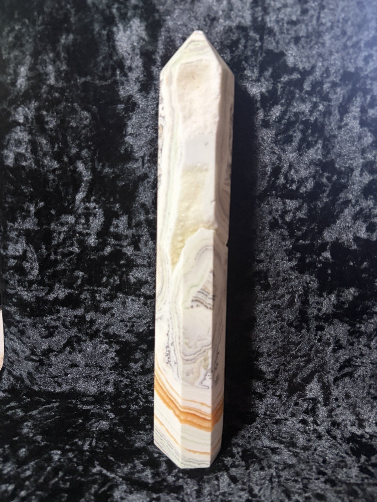 Natural Dendritic Banded Orange Calcite Obelisk 691 Grams