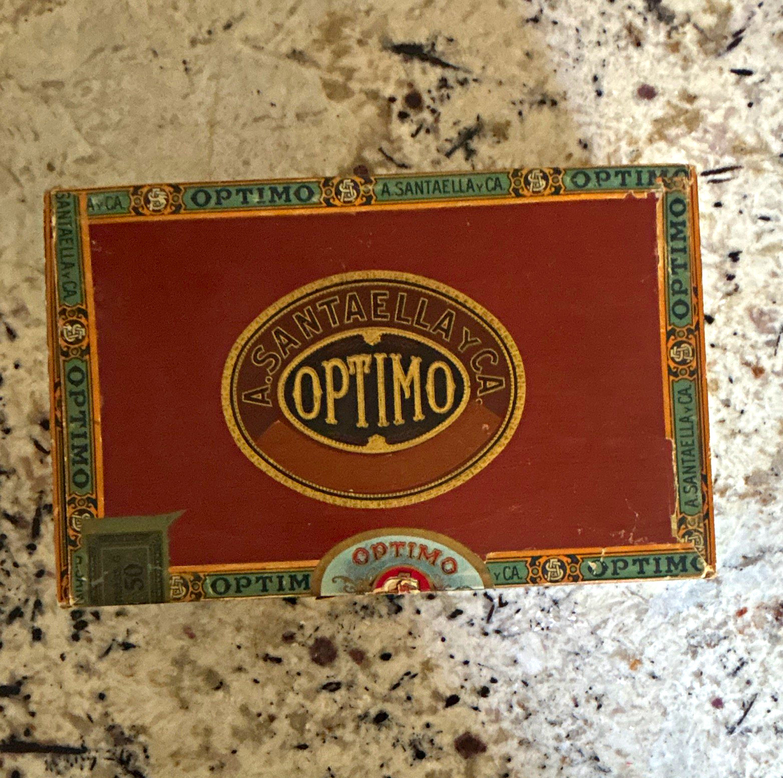 Optimo A. Santaella y Ca Empty Cigar Box Very Mild Claro Kings Collectible
