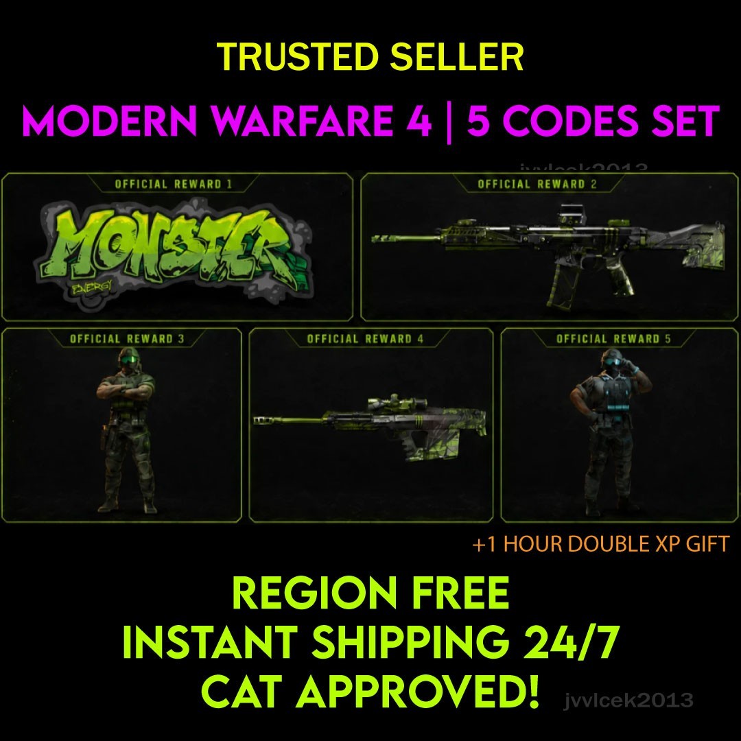 TOP Call of Duty Modern Warfare 4 Monster Energy Full set 5 DLC SKINS + GIFT